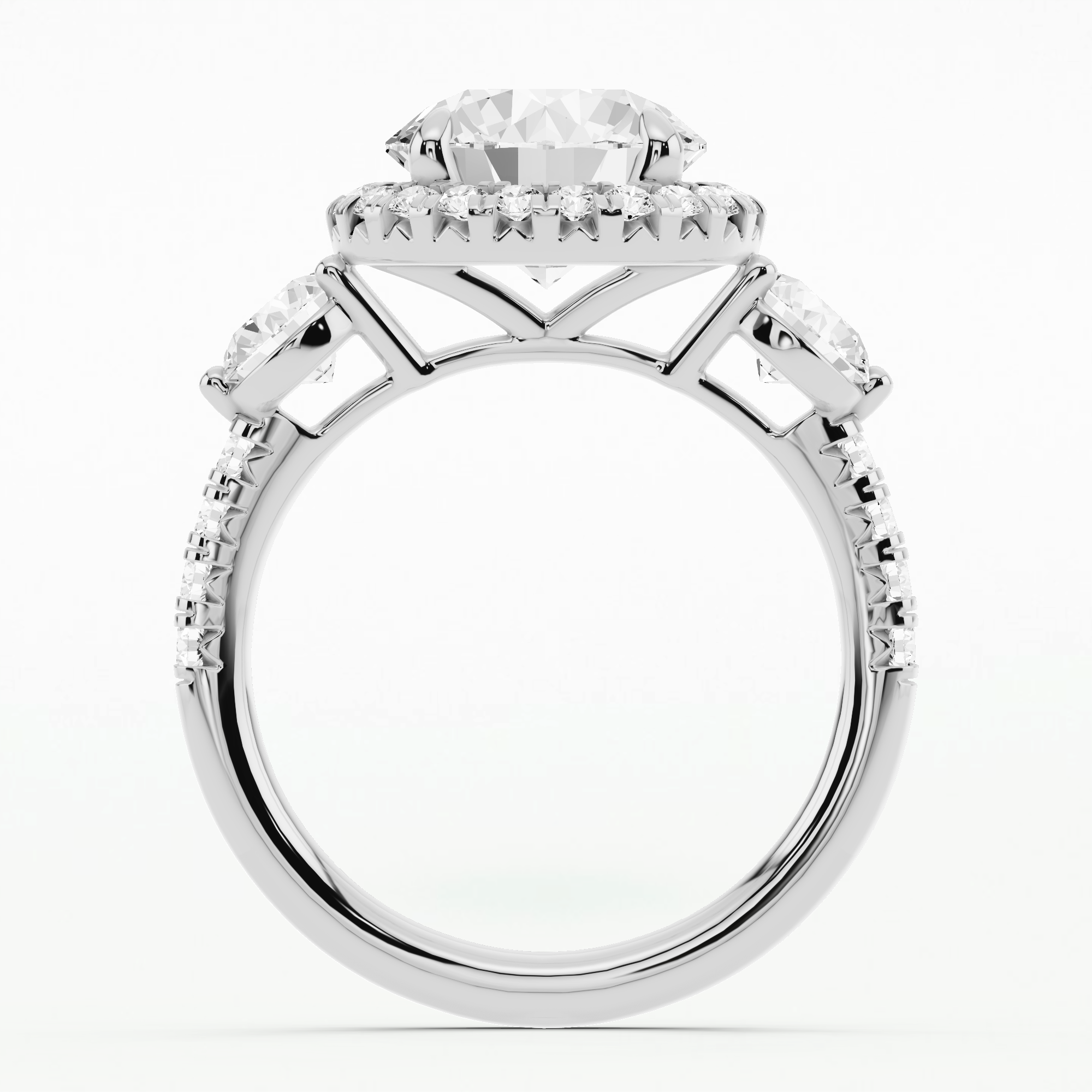 The Trinity Studded Solitaire Ring-Round