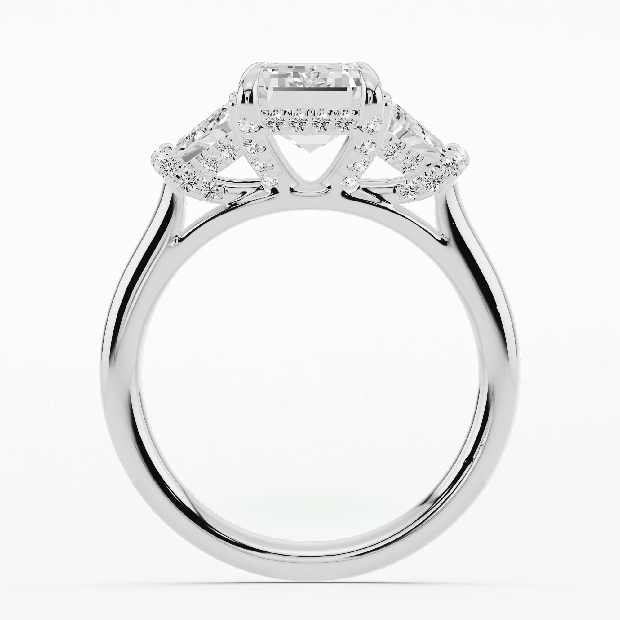 The Hidden Halo Classic Triad Ring-Emerald Cut