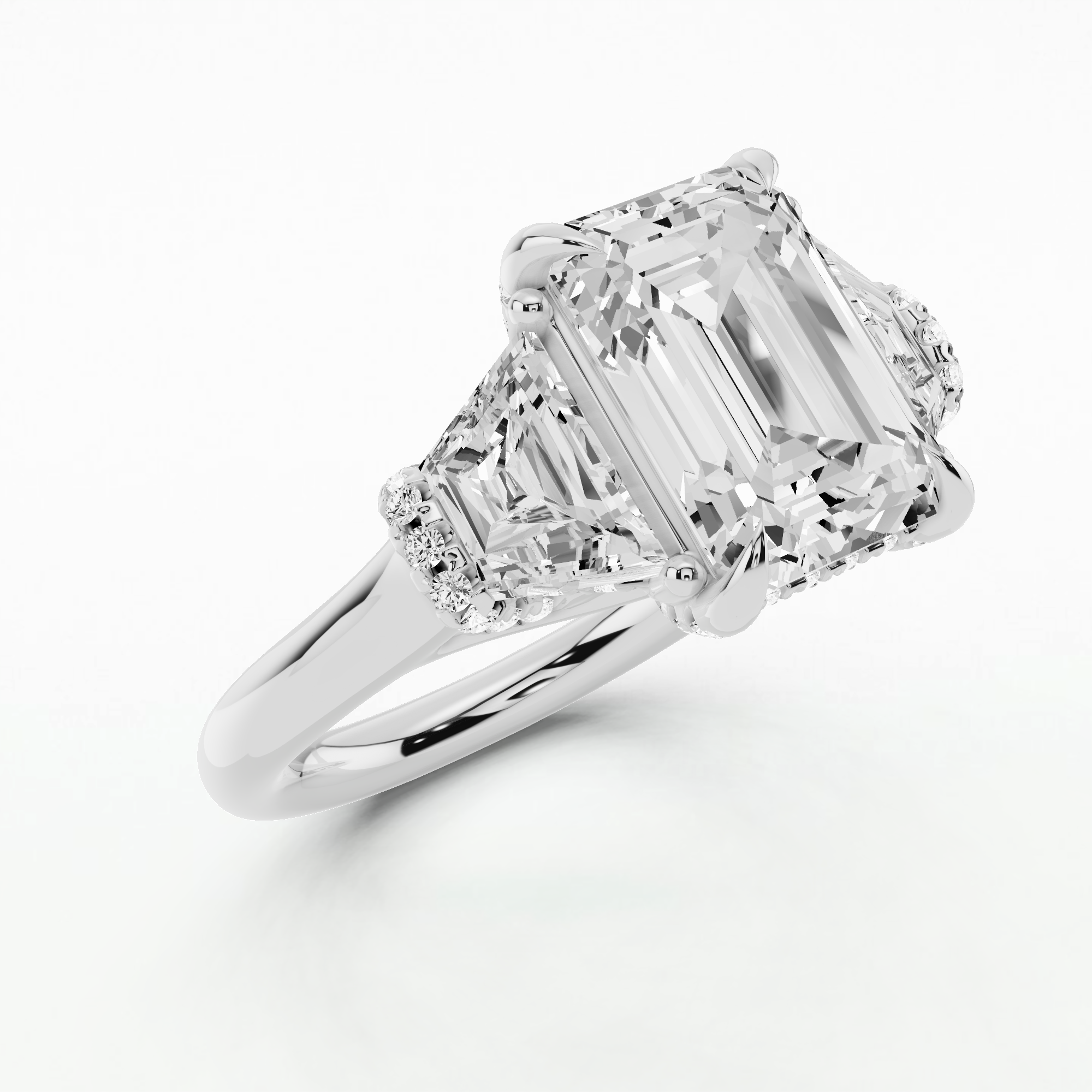 The Hidden Halo Classic Triad Ring-Emerald Cut