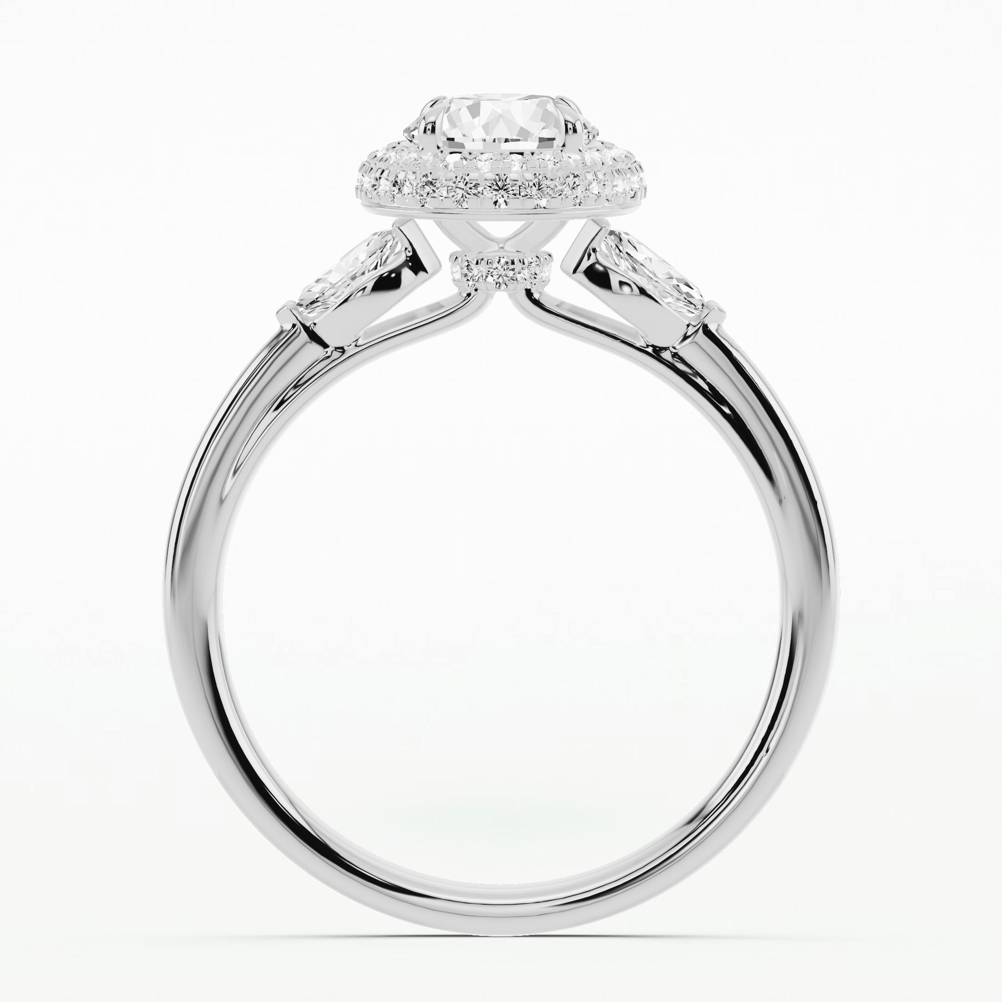 Angelisa Three Stone Plain Shank Solitaire Diamond Ring-Round