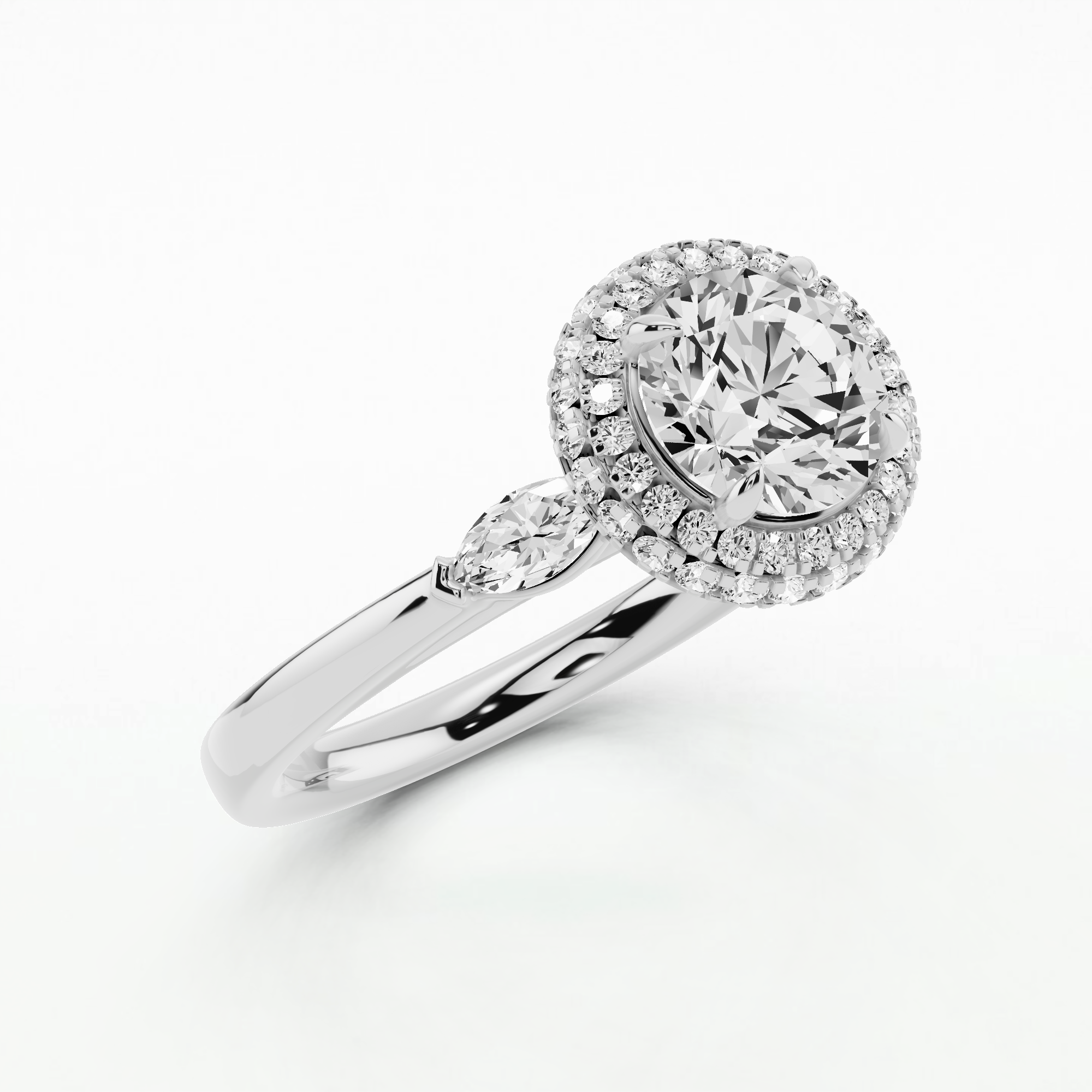 Angelisa Three Stone Plain Shank Solitaire Diamond Ring-Round
