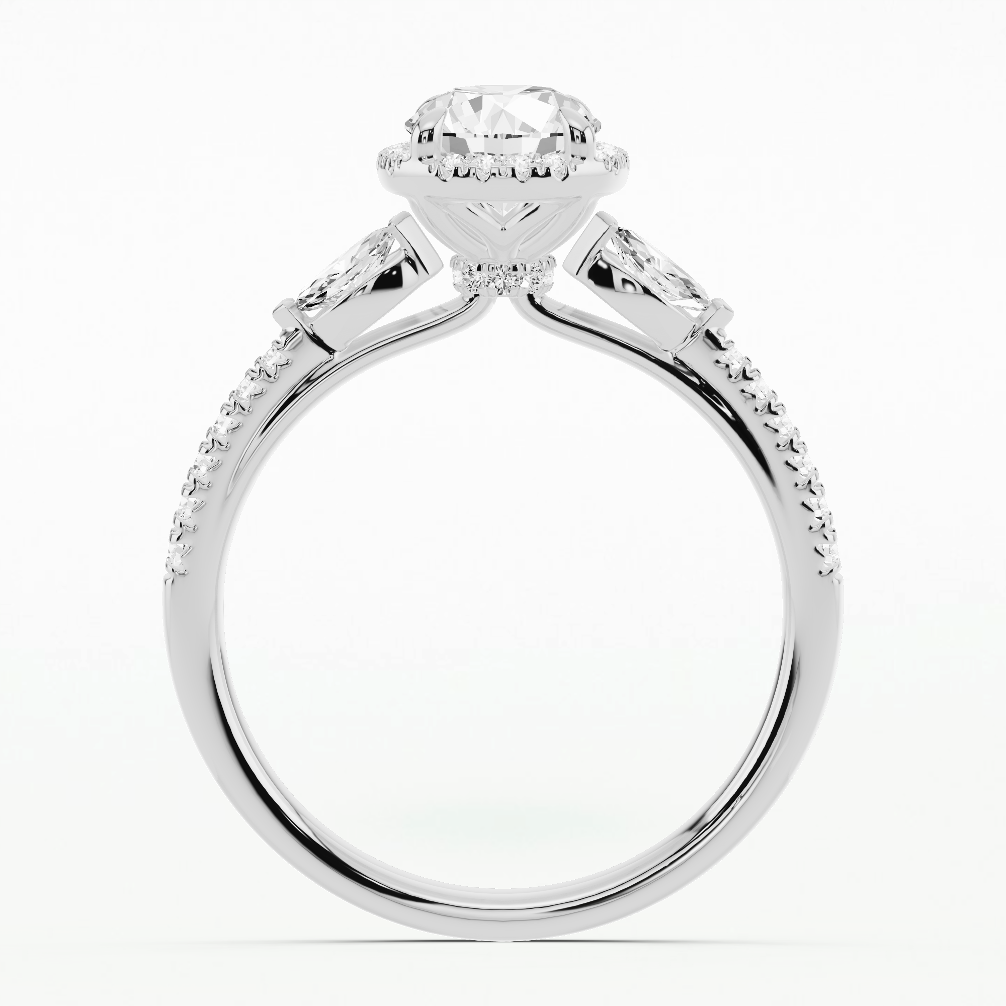 Nura Three Stone Solitaire Diamond Ring-Round