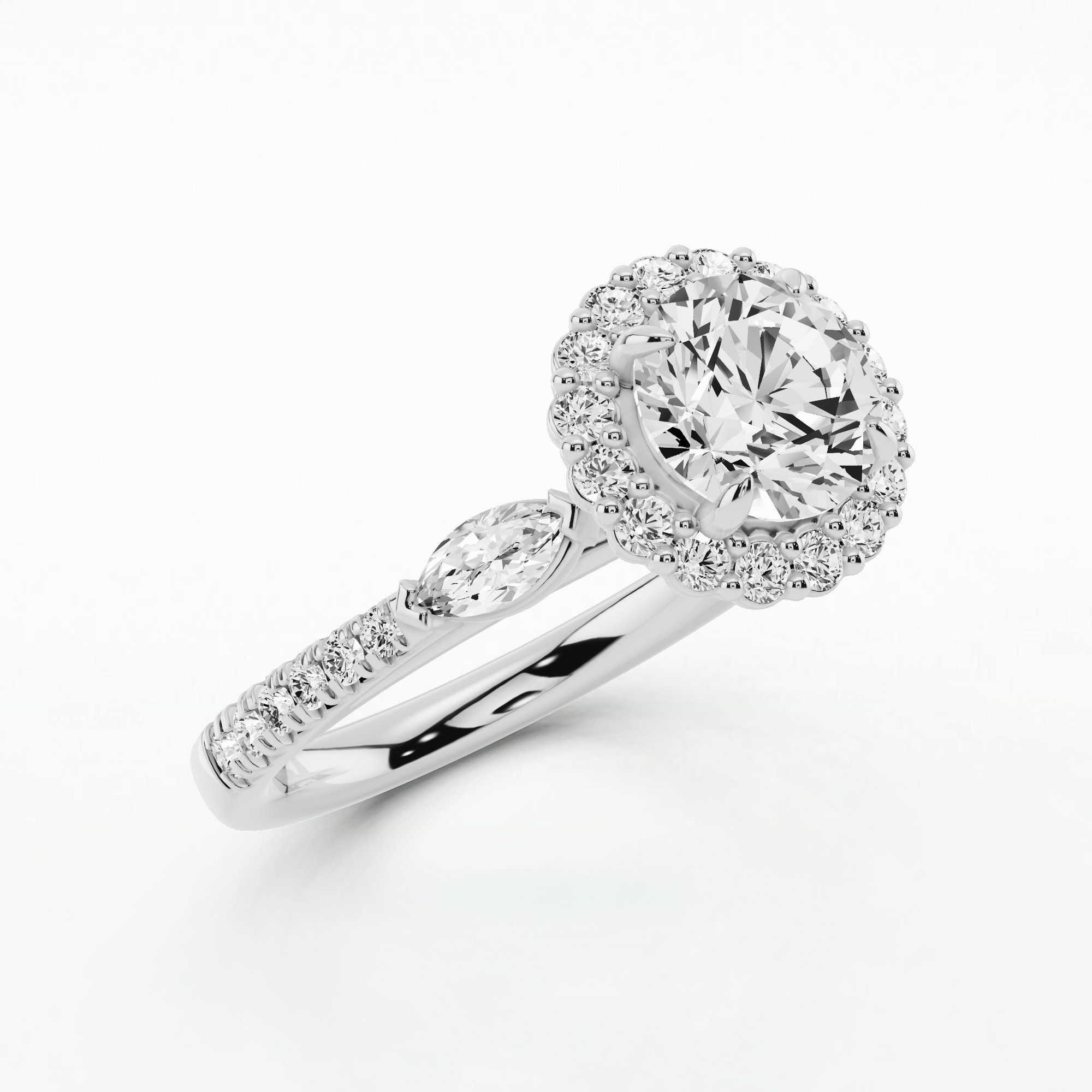 Kathryn Three Stone Solitaire Diamond Ring-Round