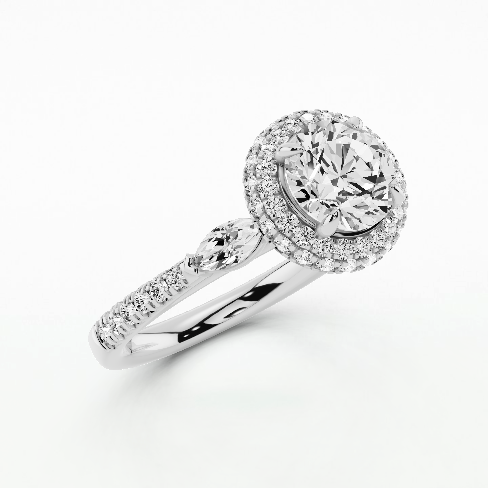 Lailah Three Stone Solitaire Diamond Ring-Round