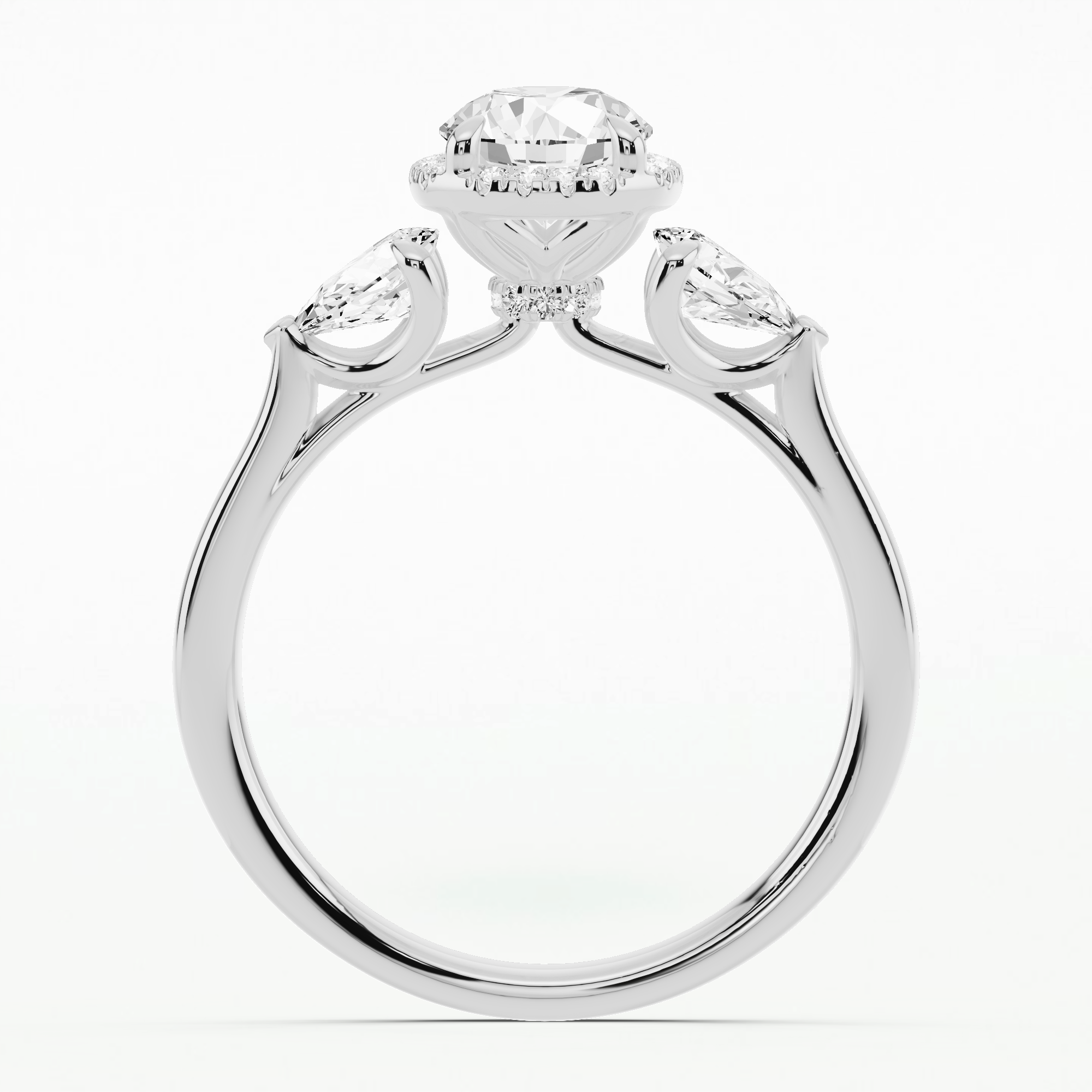 Olivia Three Stone Solitaire Diamond Ring-Round