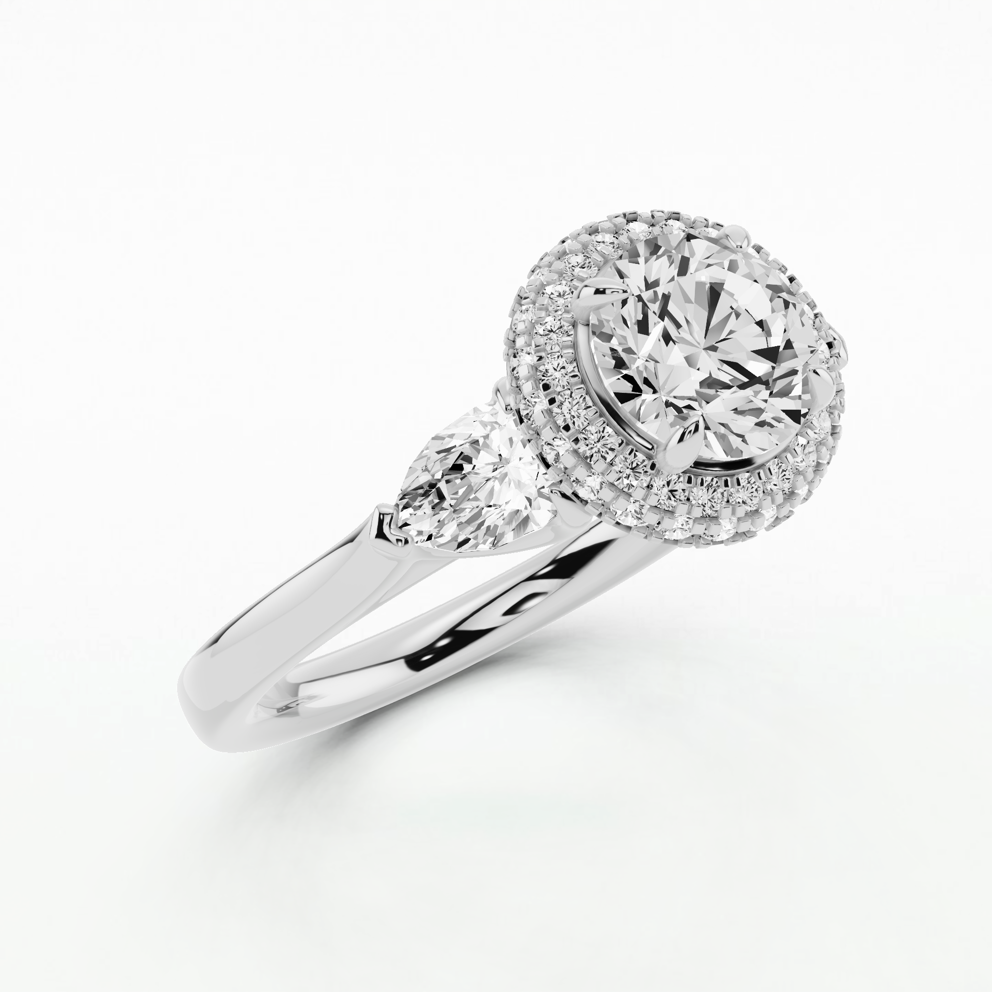 Serena Three Stone Solitaire Diamond Ring-Round