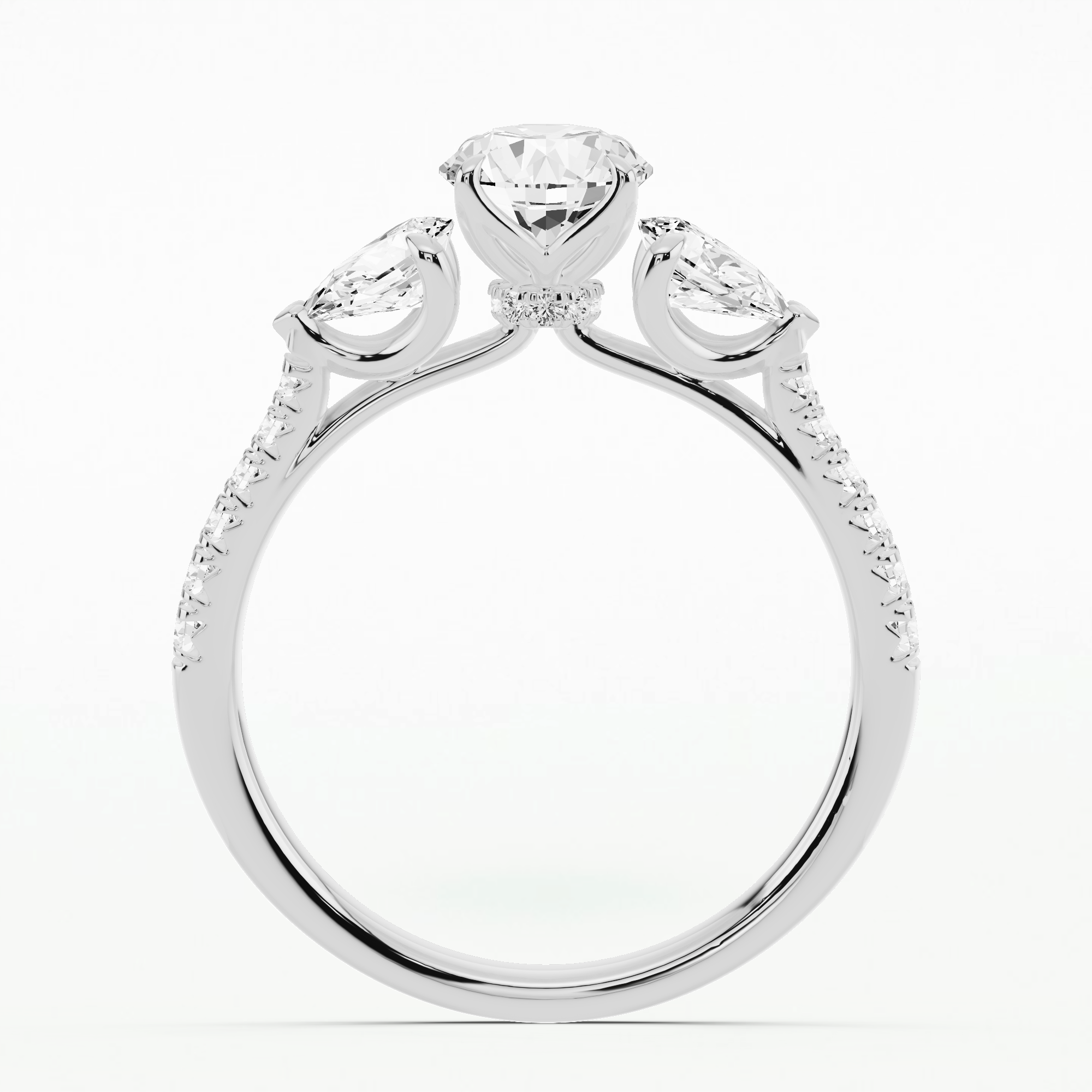 Louisa Three Stone Solitaire Diamond Ring-Round