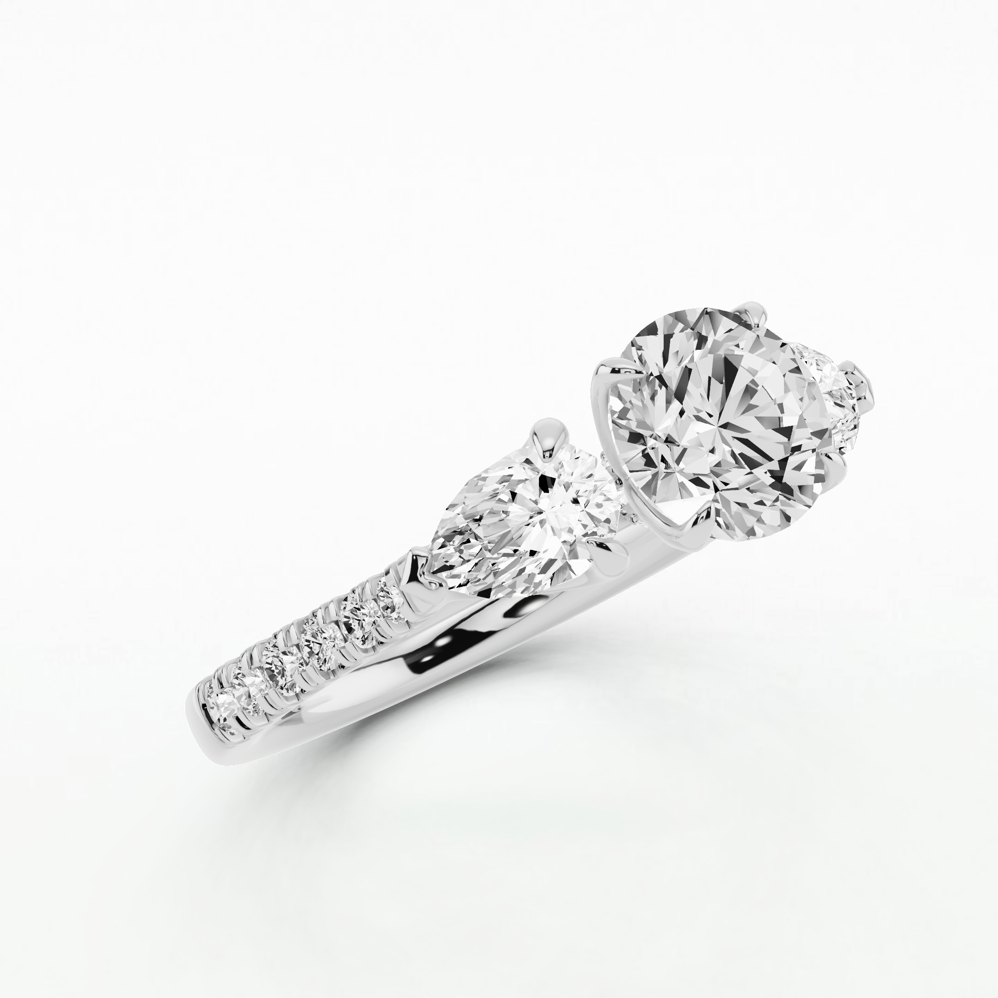 Louisa Three Stone Solitaire Diamond Ring-Round