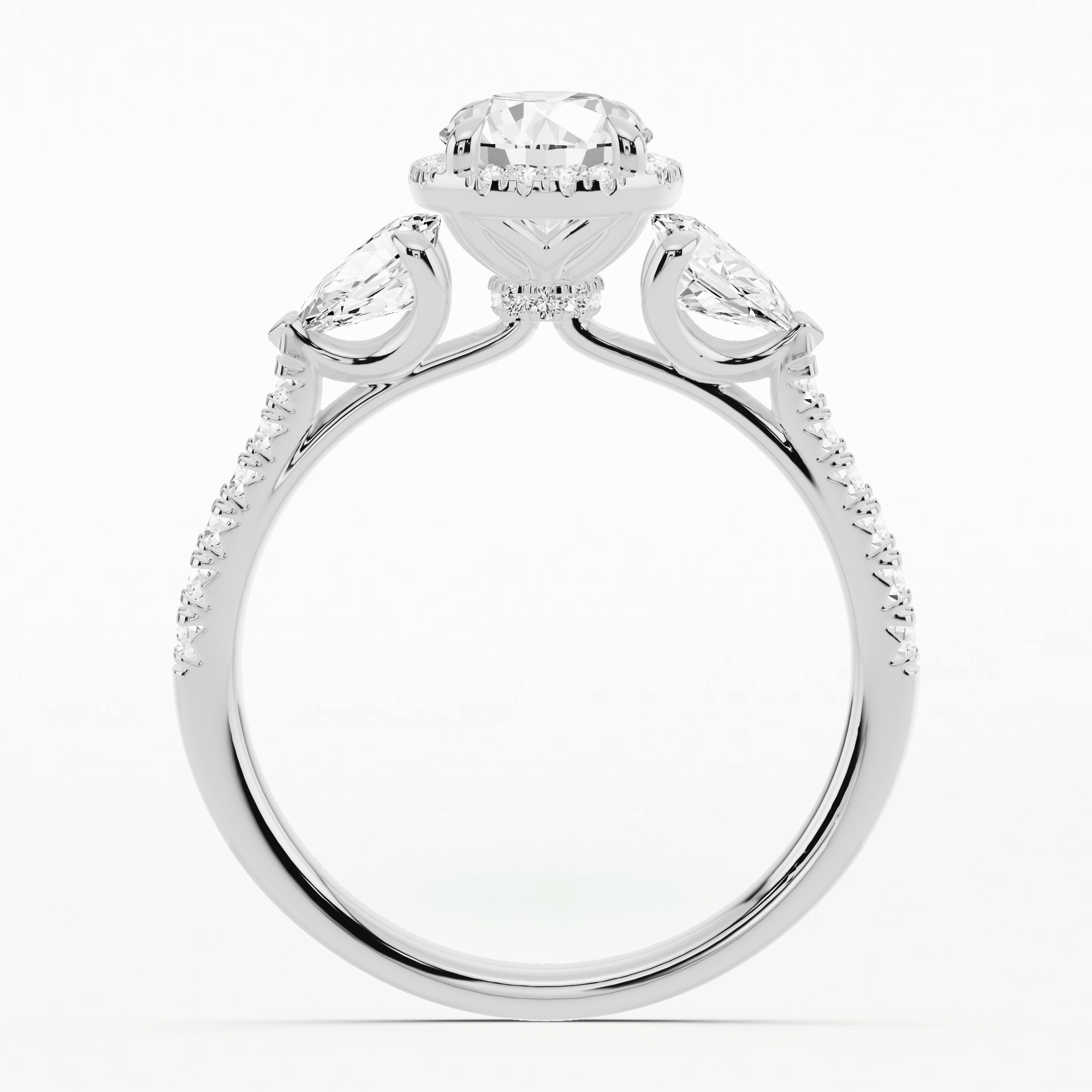 Josephine Three Stone Solitaire Diamond Ring-Round