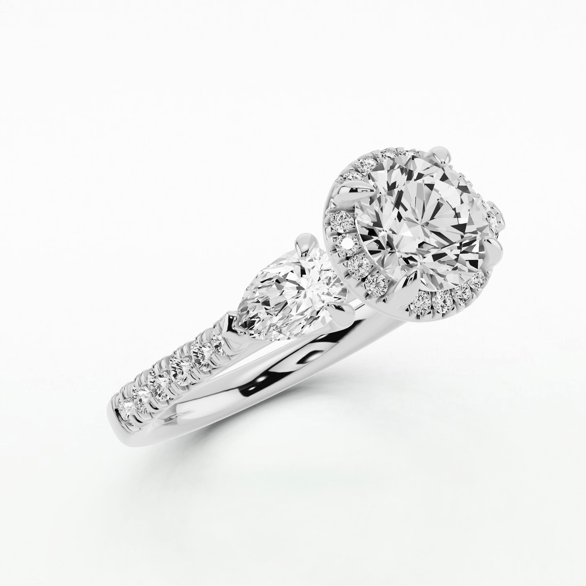 Josephine Three Stone Solitaire Diamond Ring-Round