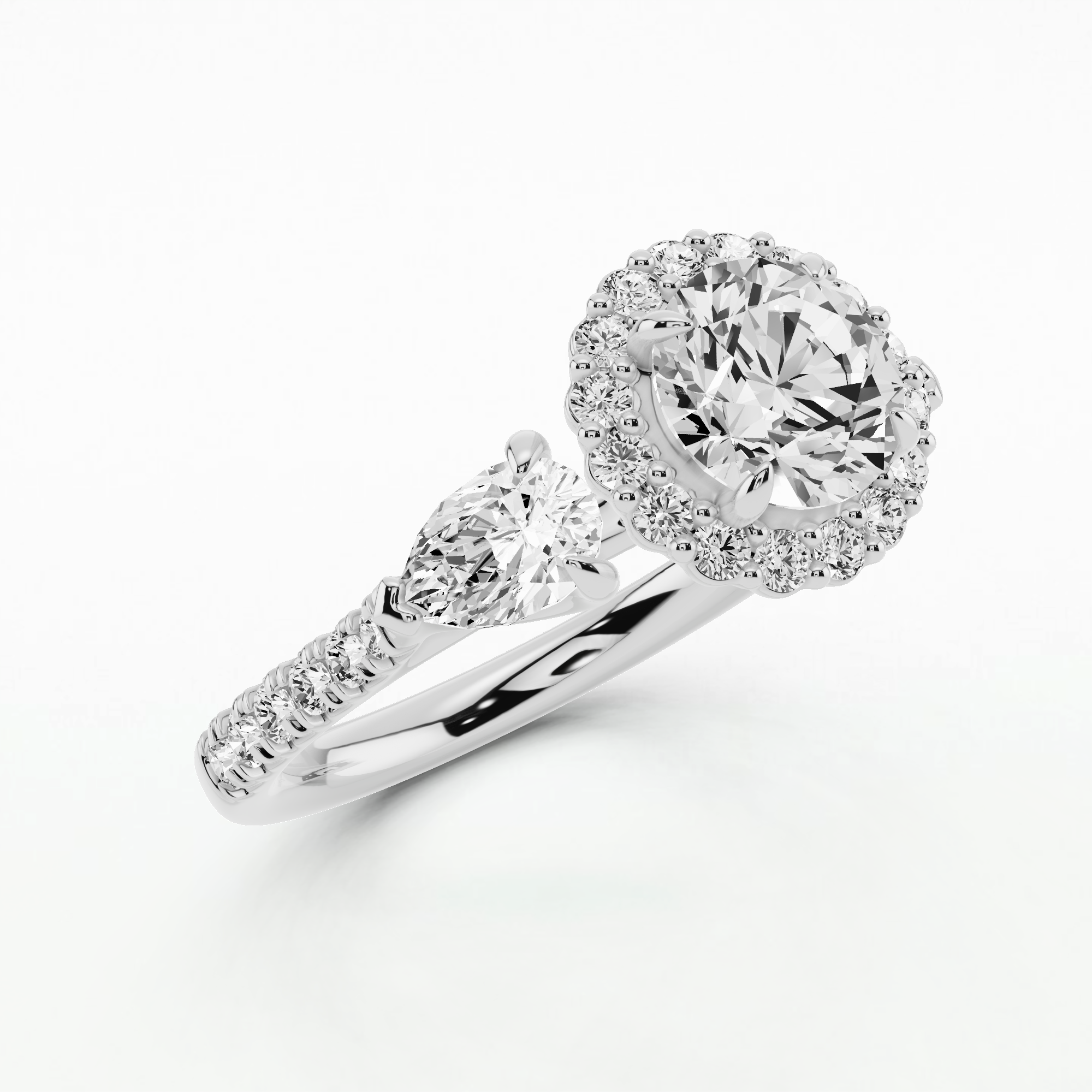 Mary Three Stone Solitaire Diamond Ring-Round