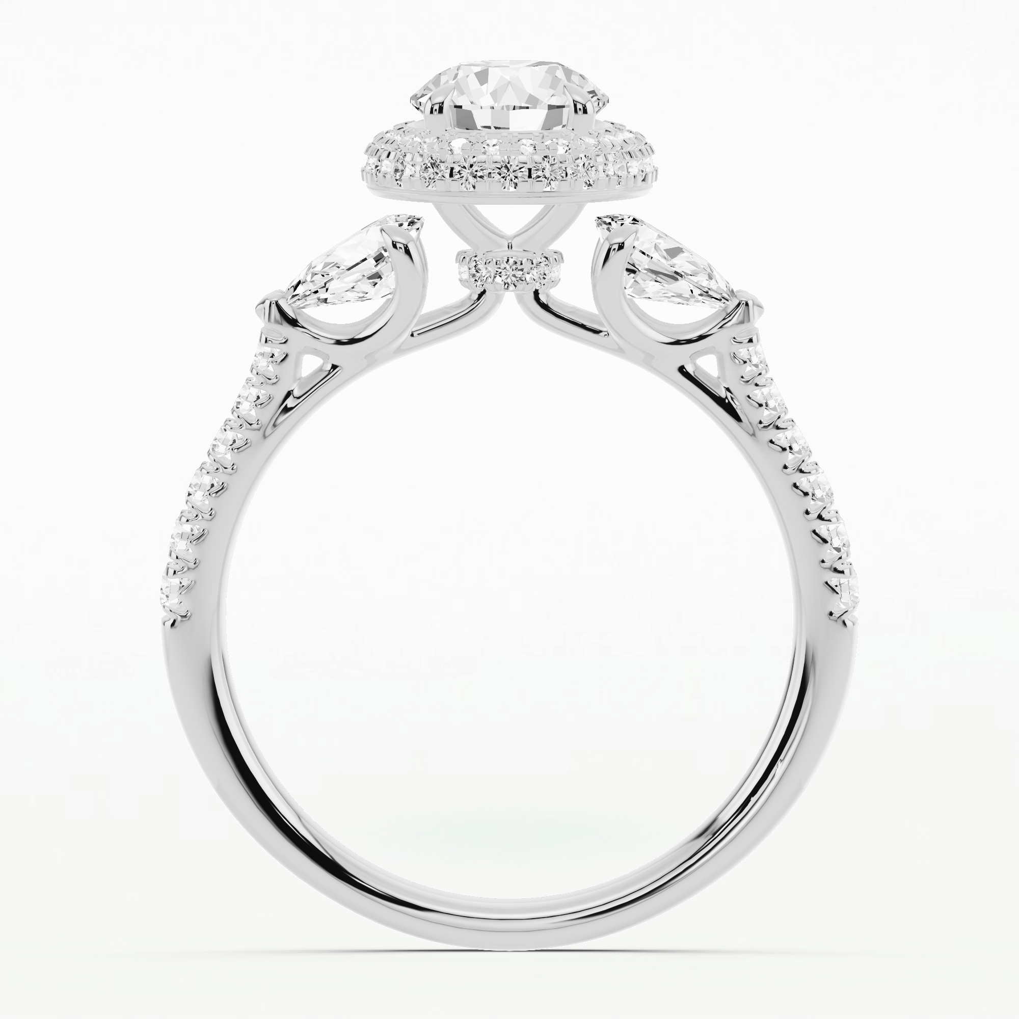 Meredith Three Stone Solitaire Diamond Ring-Round