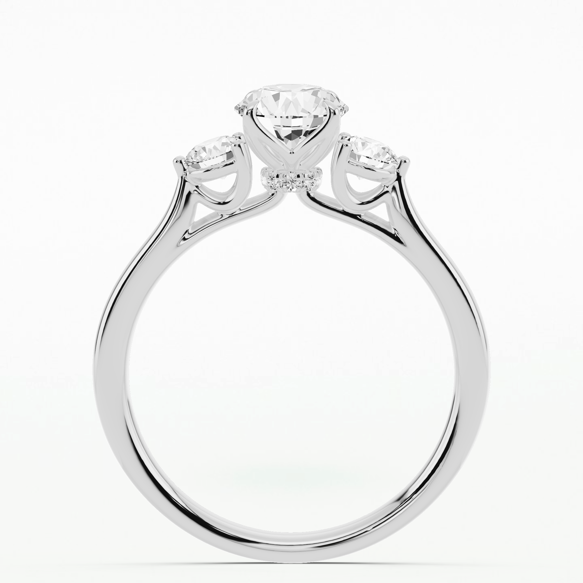 Natasha Three Stone Solitaire Diamond Ring-Round