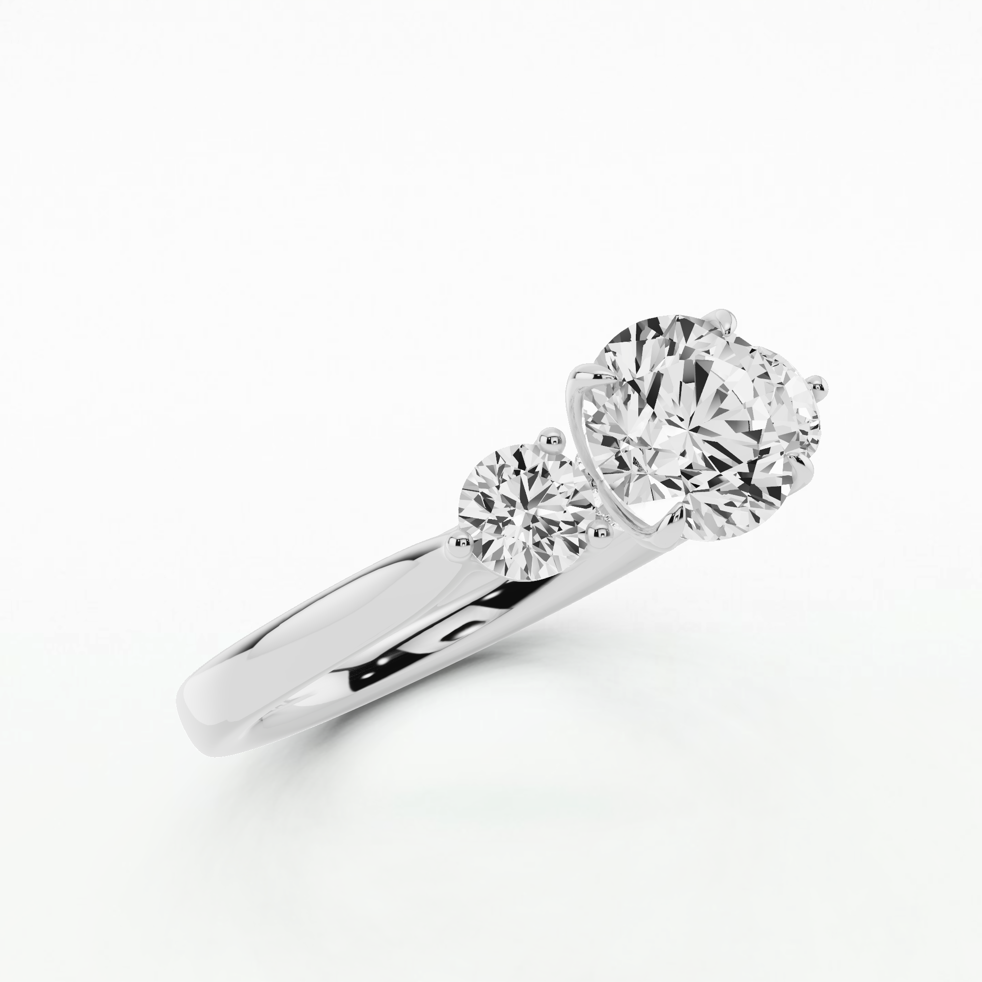 Natasha Three Stone Solitaire Diamond Ring-Round