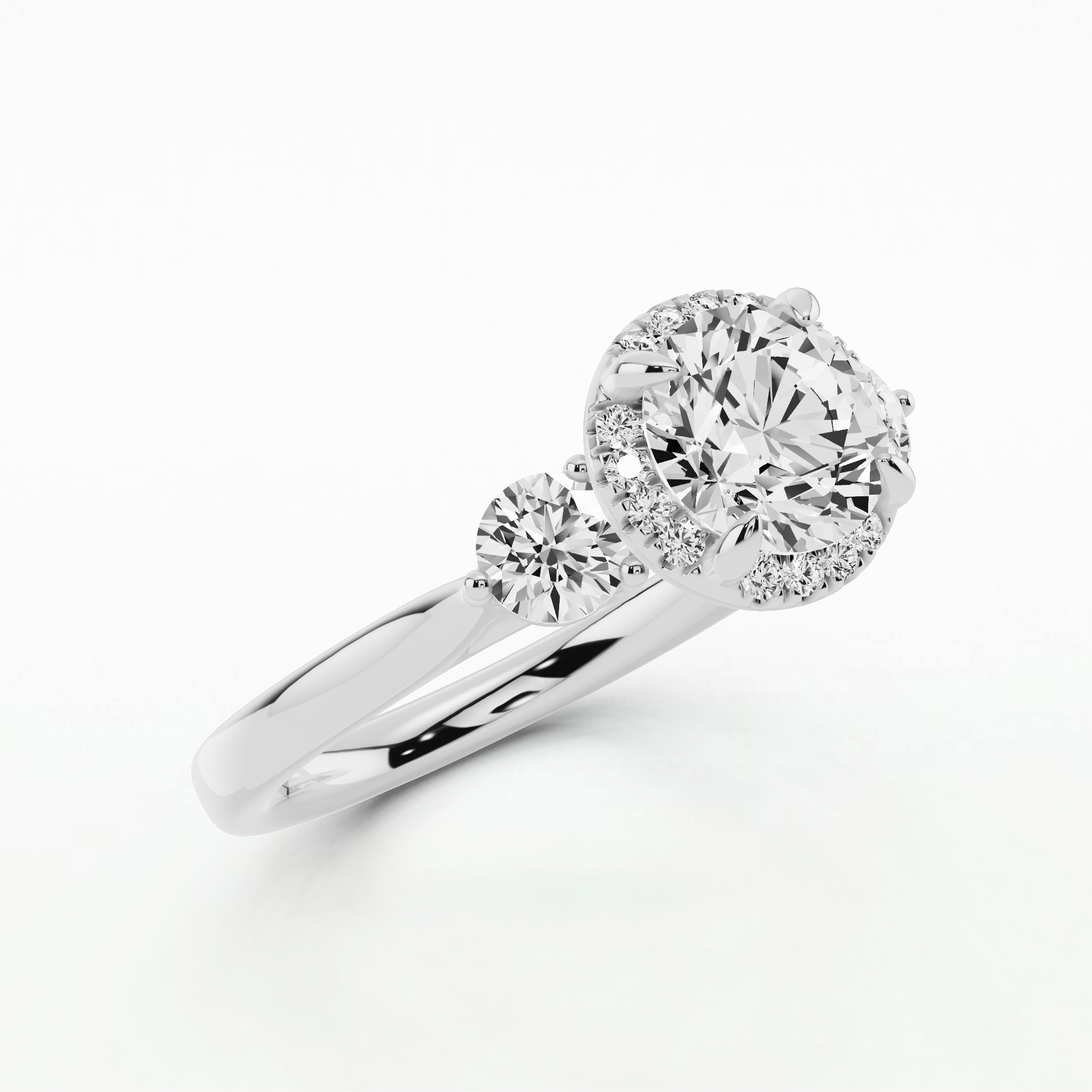 Freya Three Stone Solitaire Diamond Ring-Round
