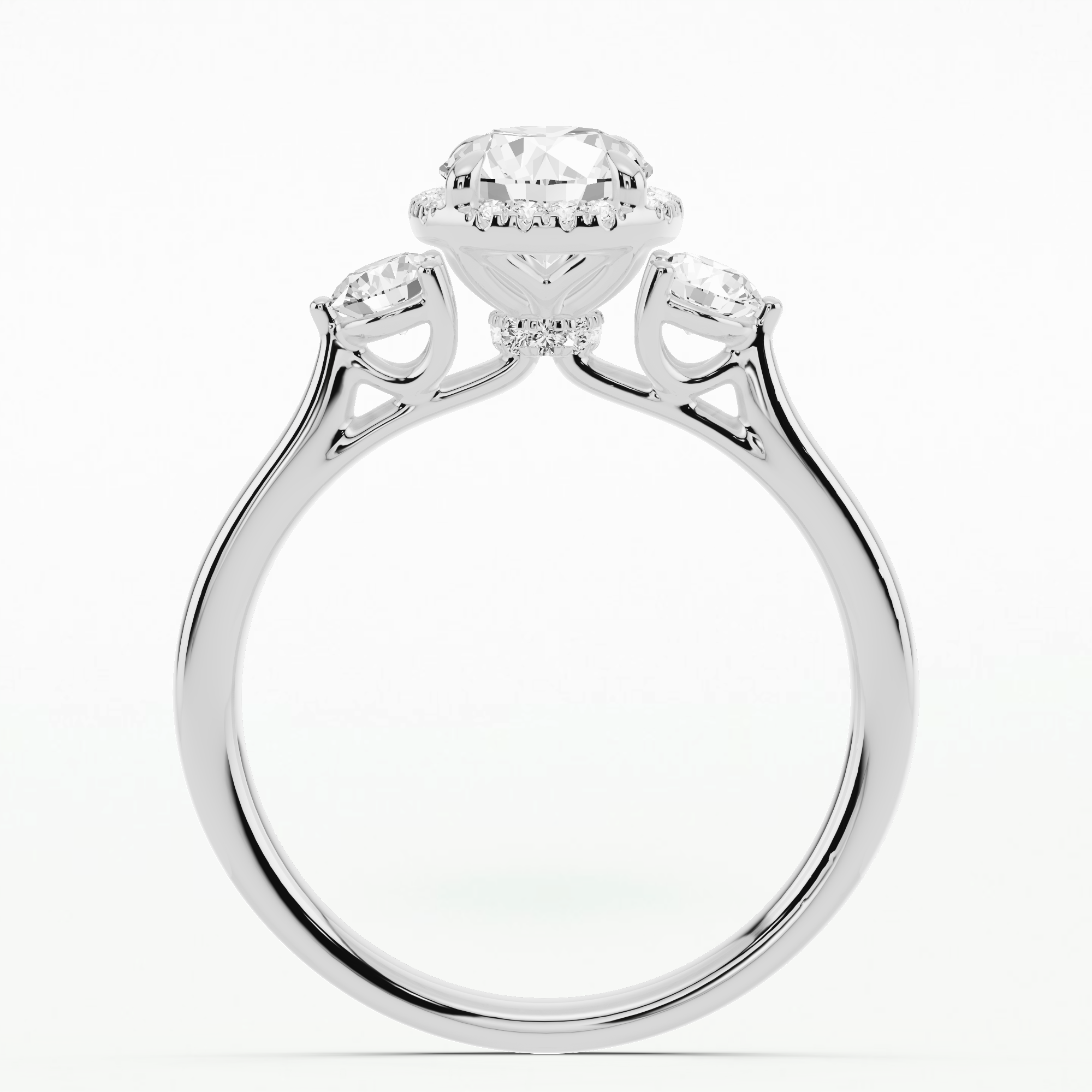 Freya Three Stone Solitaire Diamond Ring-Round