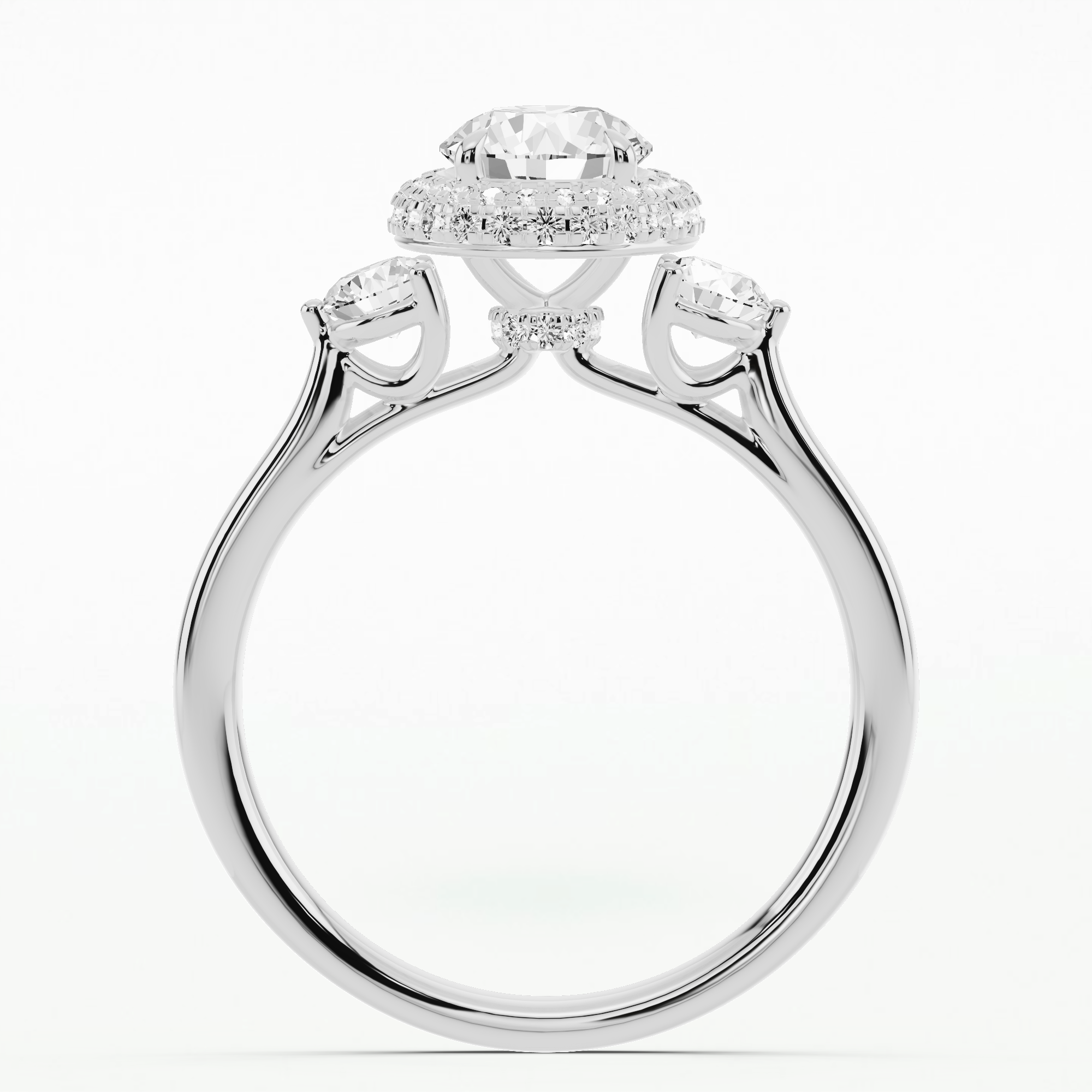 Venus Three Stone Solitaire Diamond Ring-Round