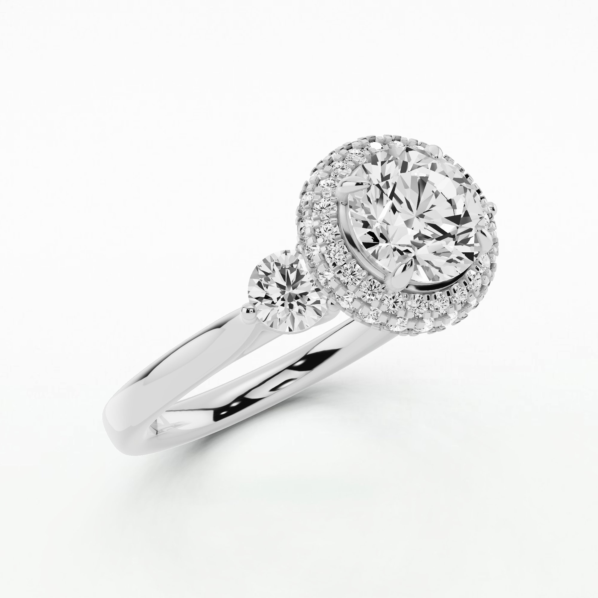 Venus Three Stone Solitaire Diamond Ring-Round