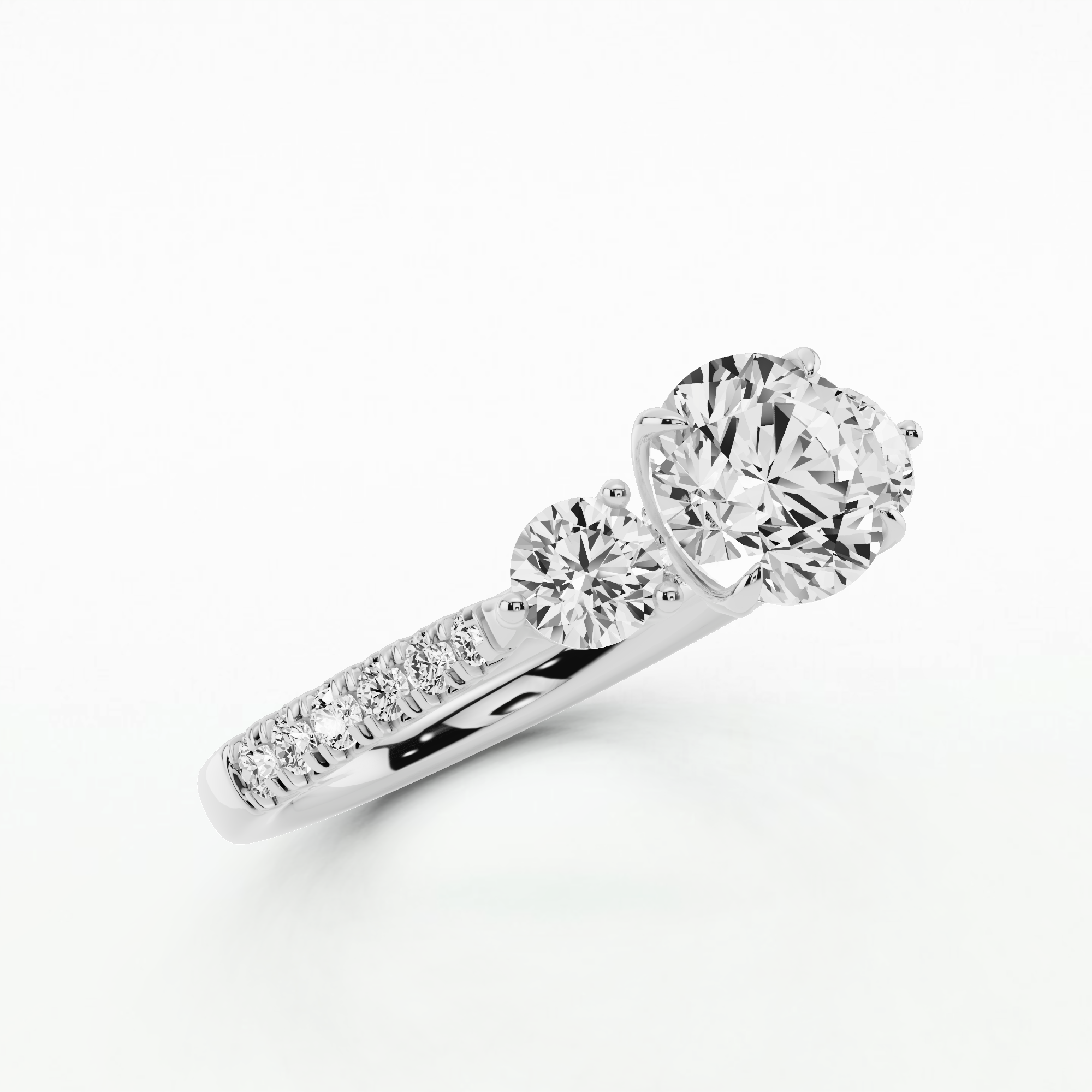 Stephanie Three Stone Solitaire Diamond Ring-Round