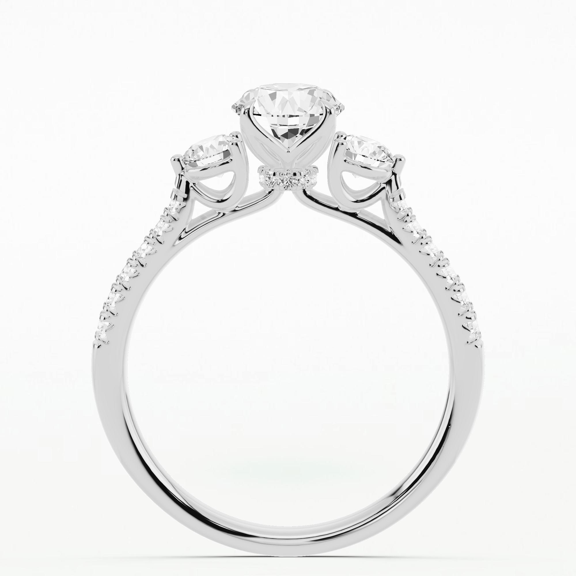 Stephanie Three Stone Solitaire Diamond Ring-Round
