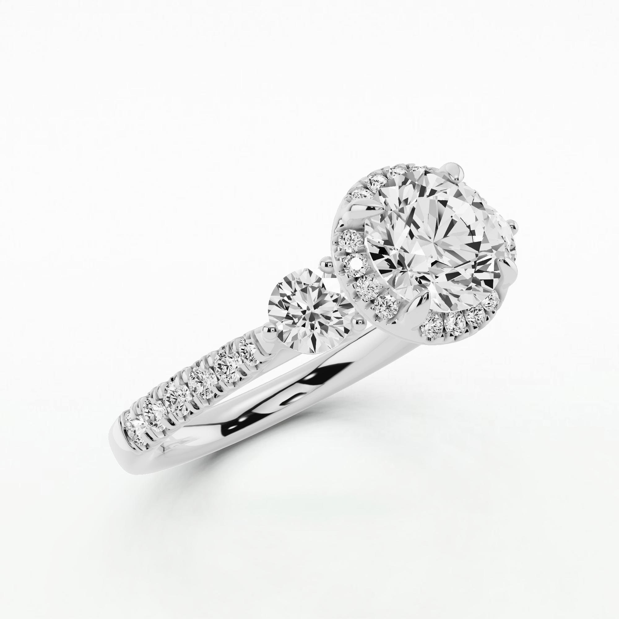 Hailey Three Stone Solitaire Diamond Ring-Round