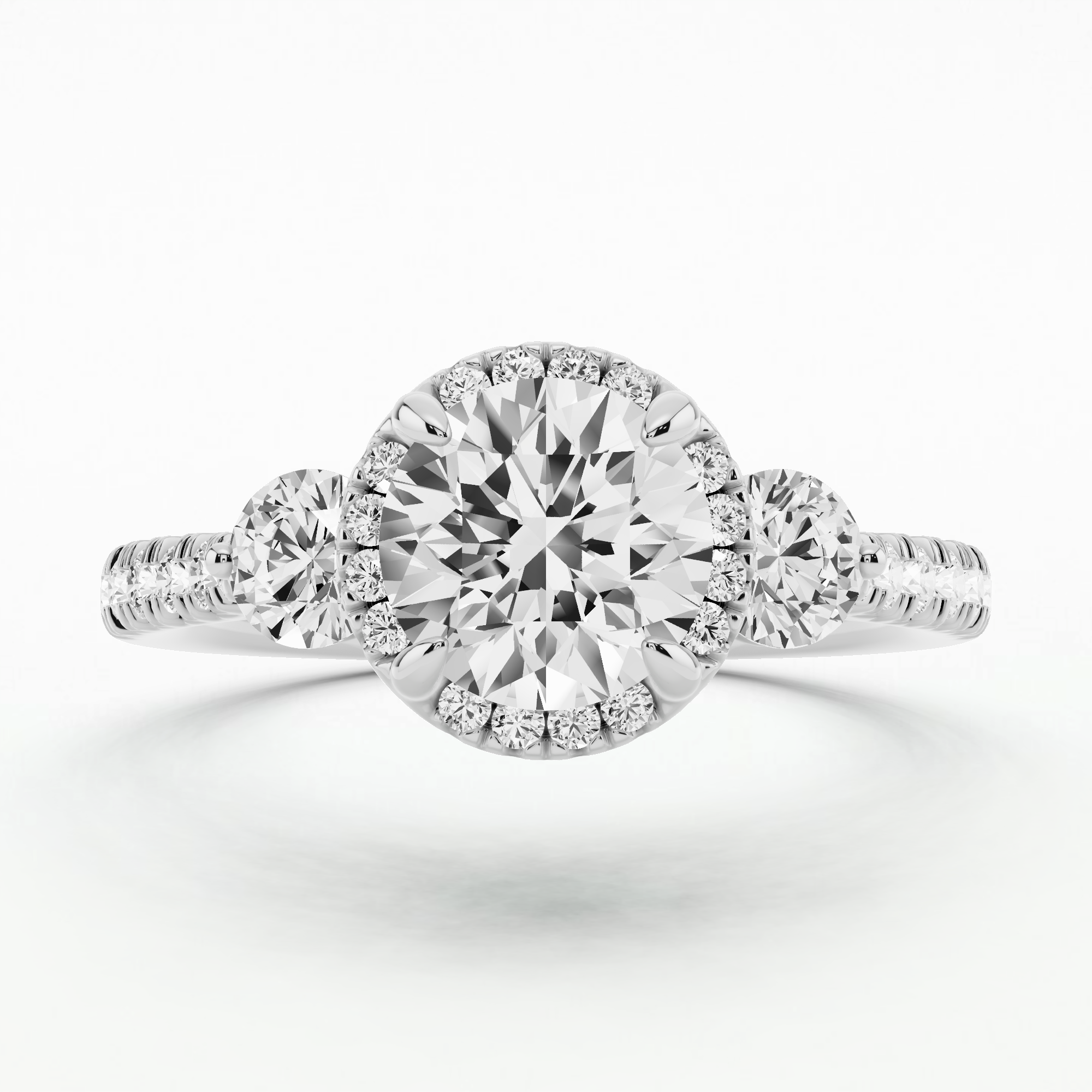 Hailey Three Stone Solitaire Diamond Ring-Round