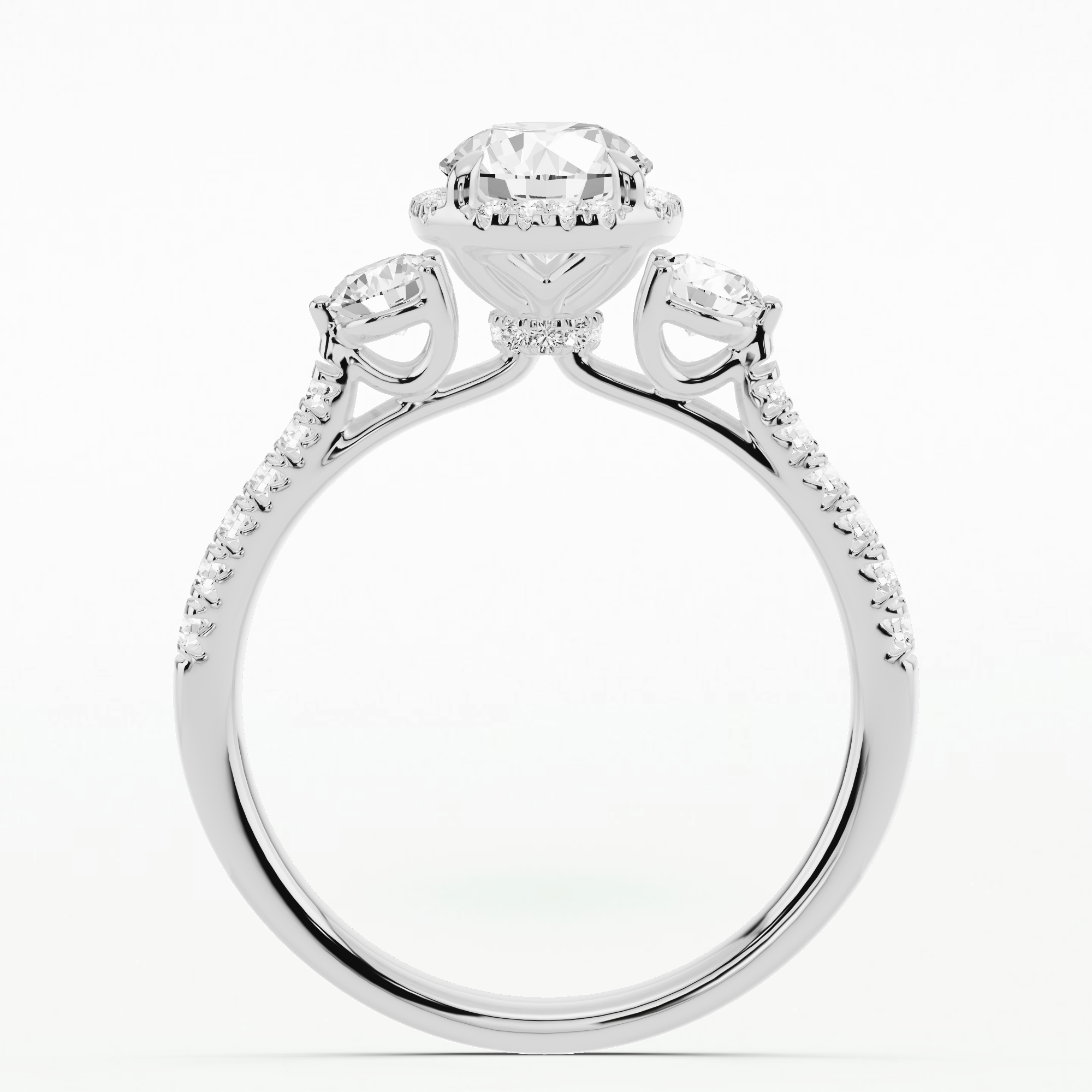 Hailey Three Stone Solitaire Diamond Ring-Round