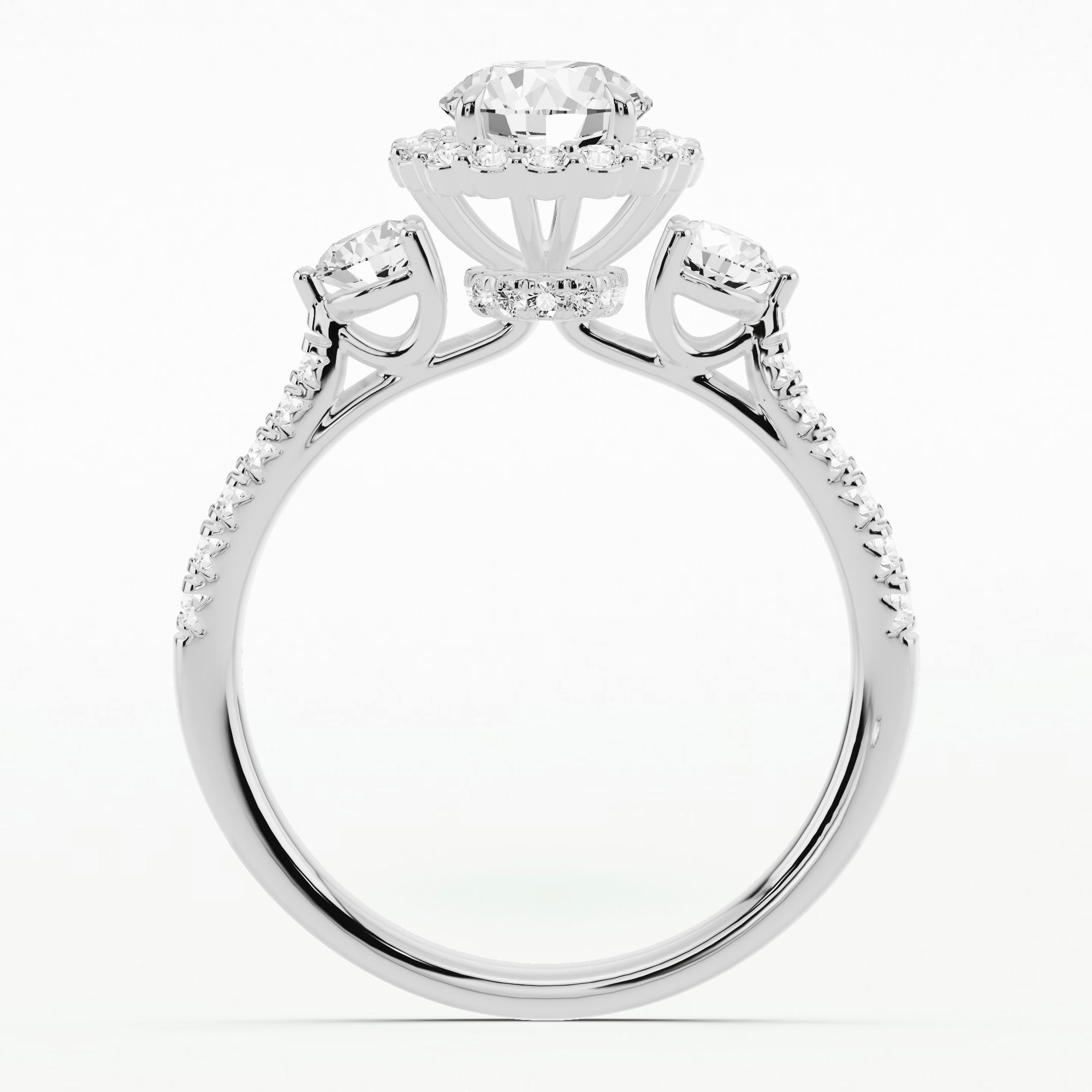 Ariana Three Stone Solitaire Diamond Ring-Round