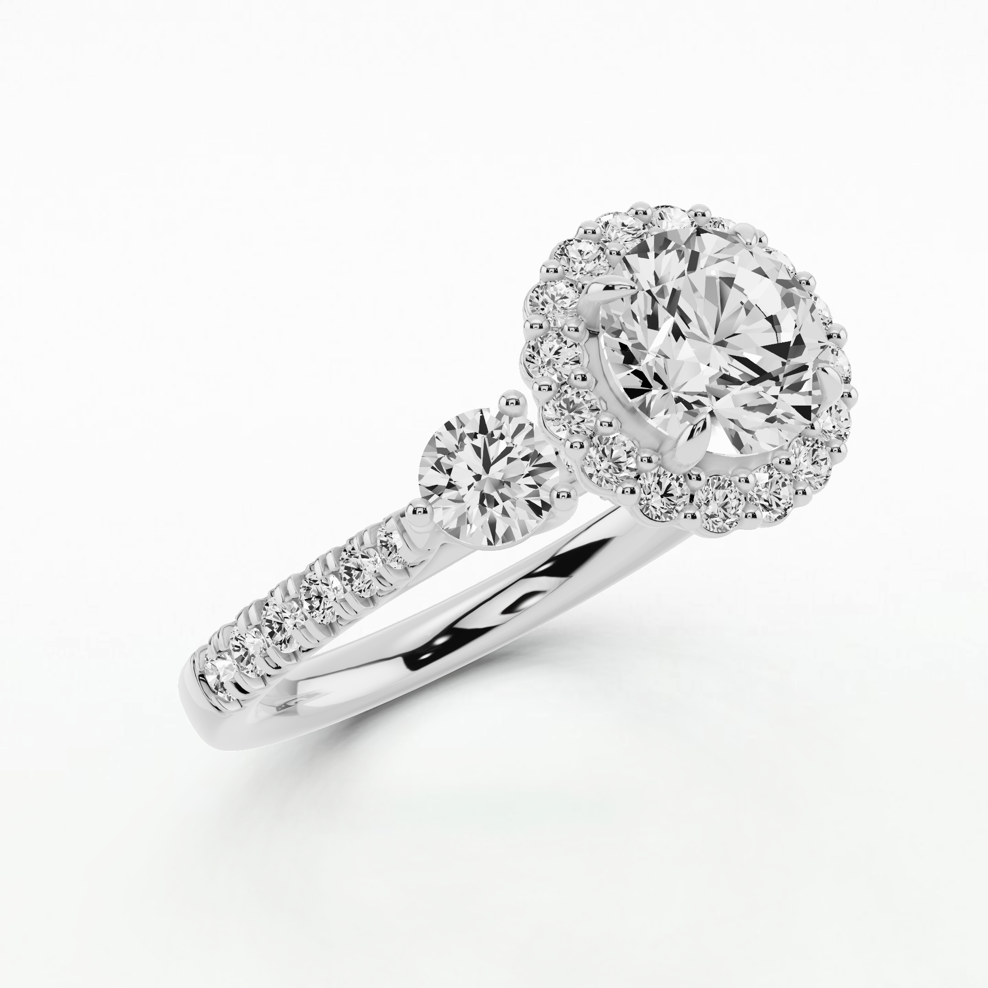 Ariana Three Stone Solitaire Diamond Ring-Round