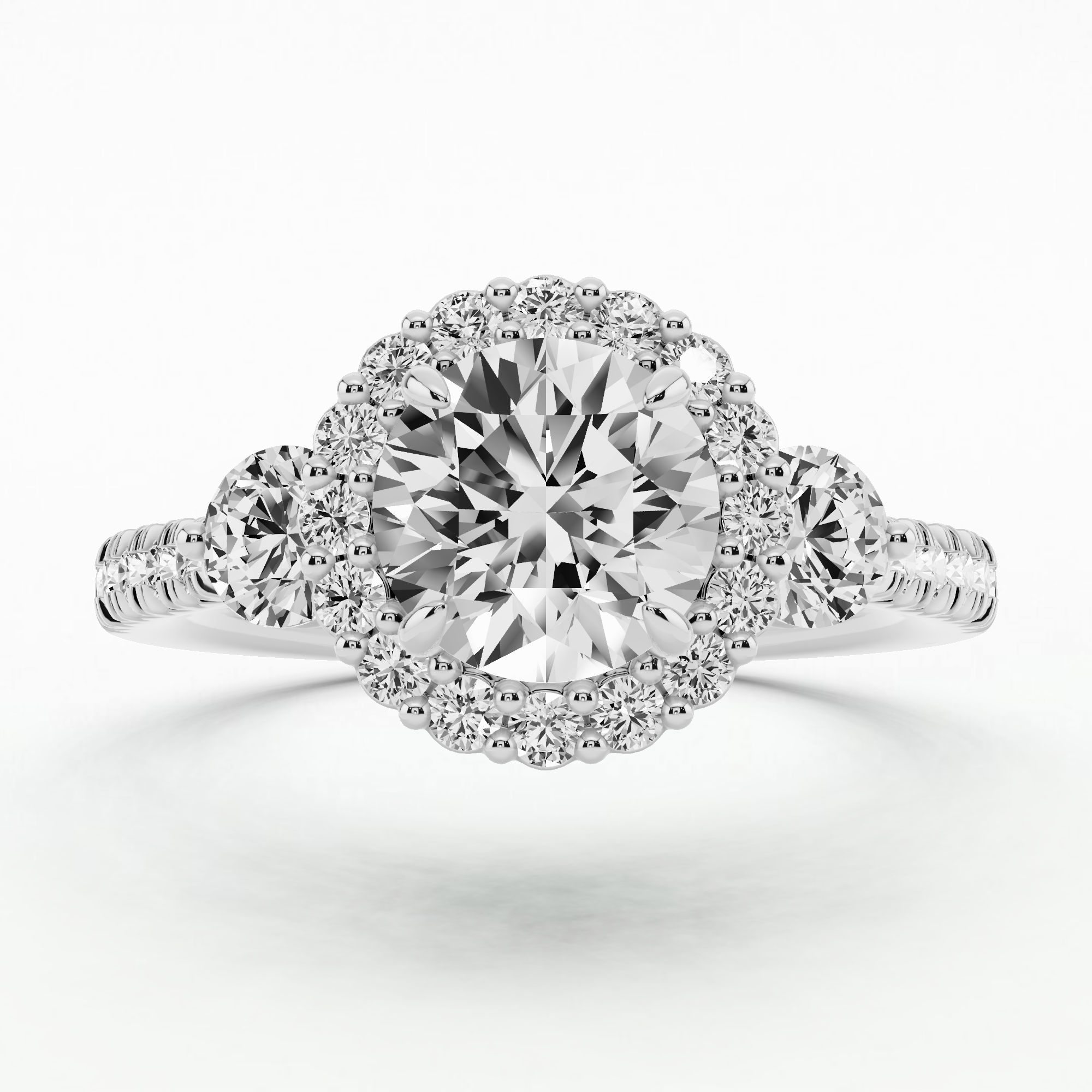 Ariana Three Stone Solitaire Diamond Ring-Round