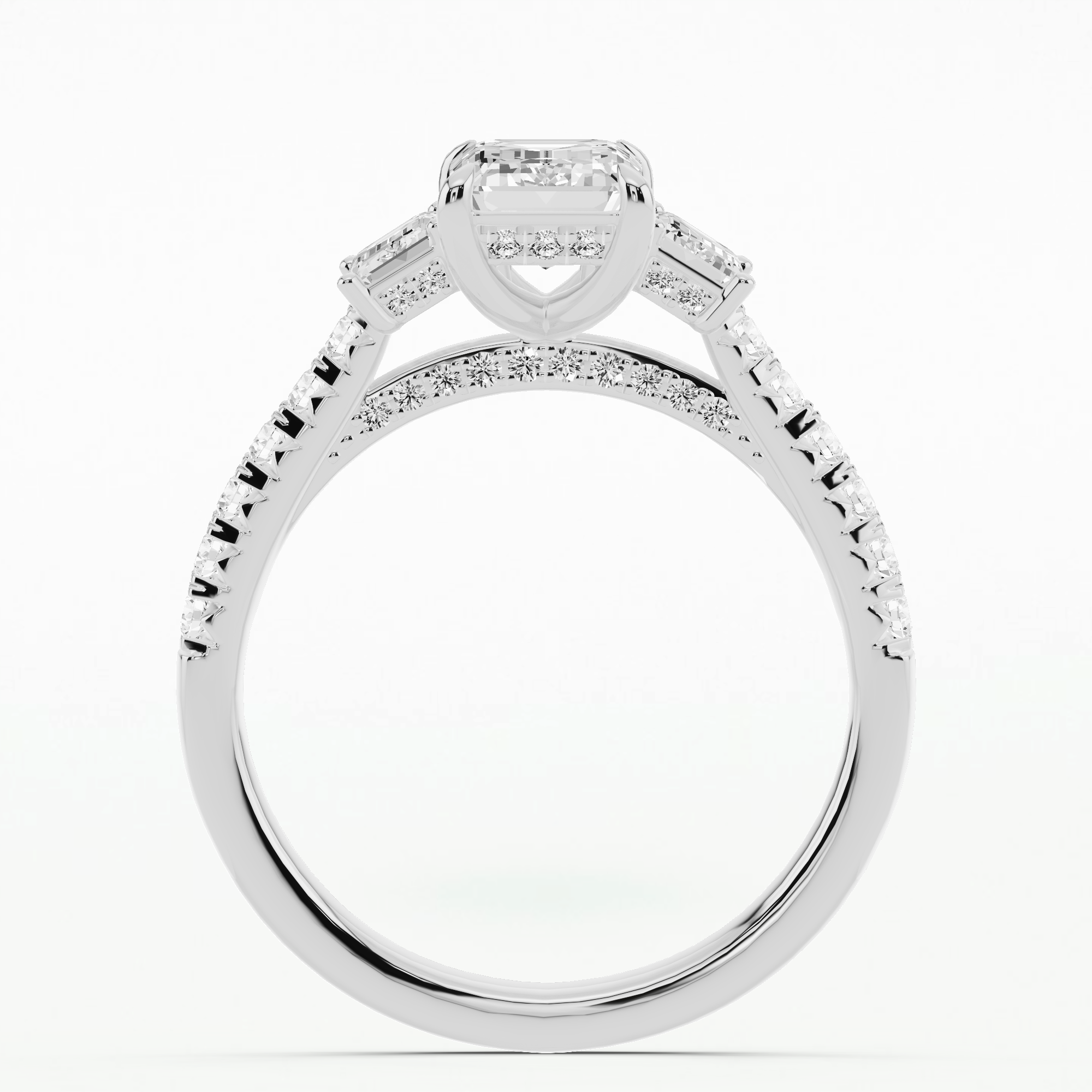 Harmony Solitaire Diamond Ring-Emerald Cut