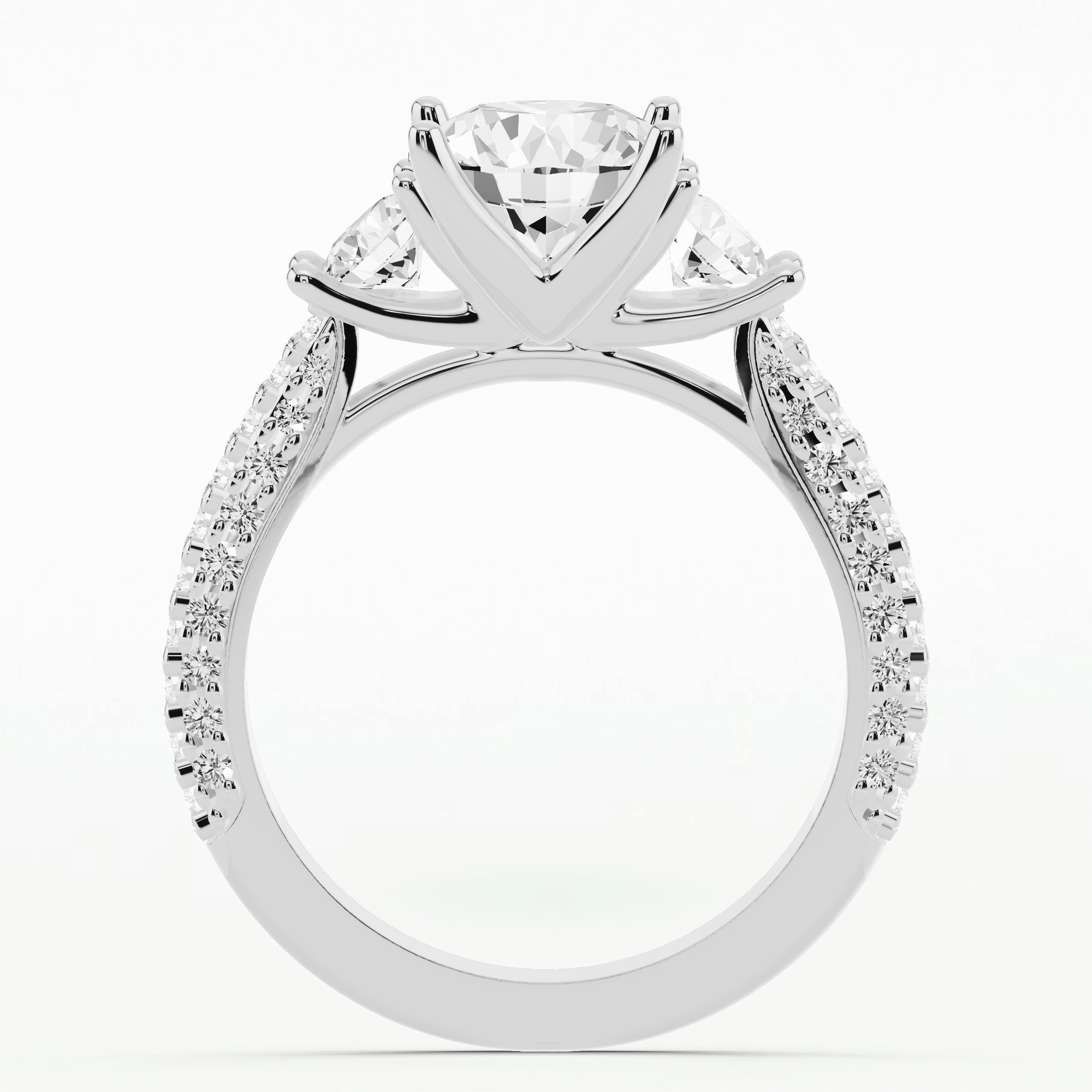 Victory Trio Solitaire Diamond Ring-Round
