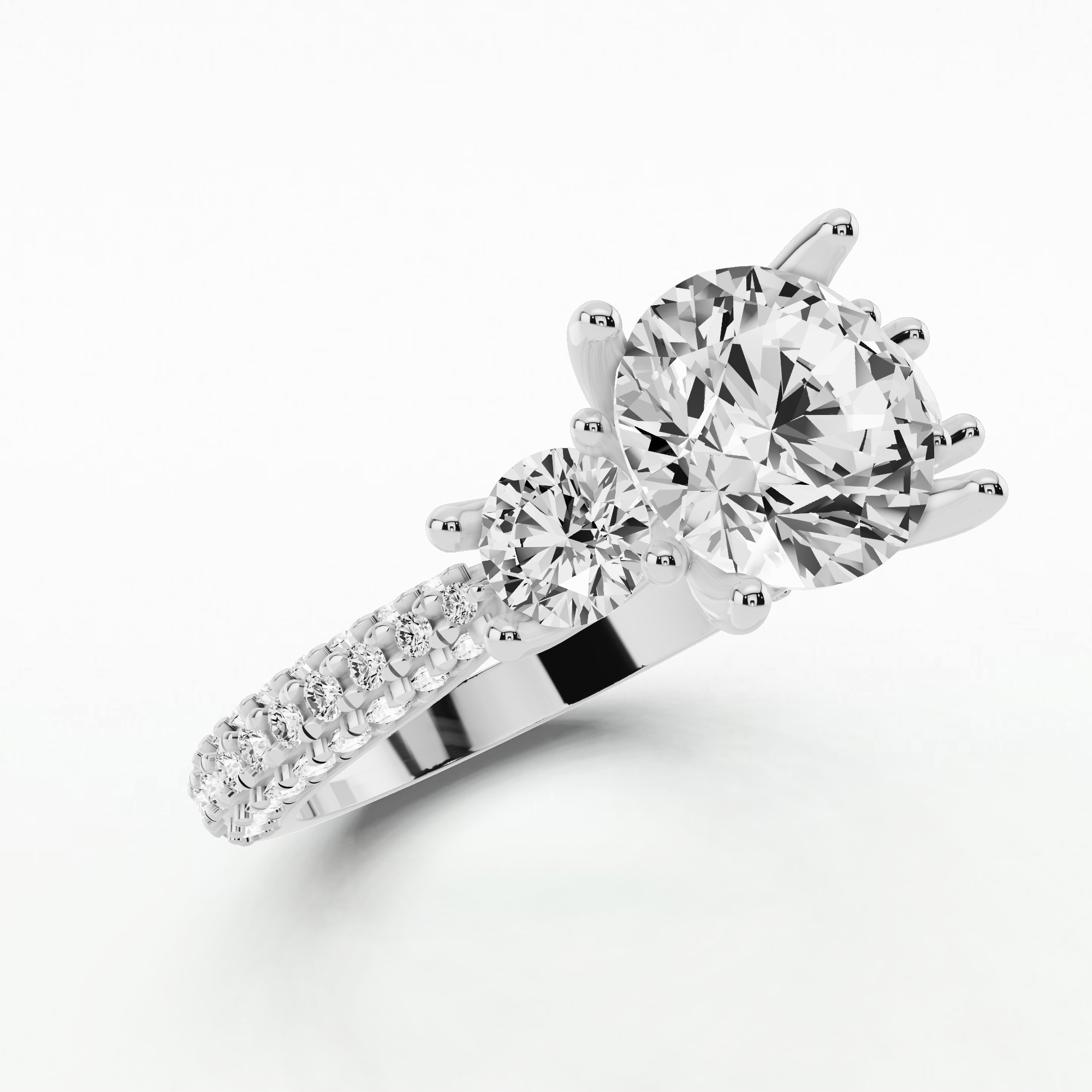 Victory Trio Solitaire Diamond Ring-Round