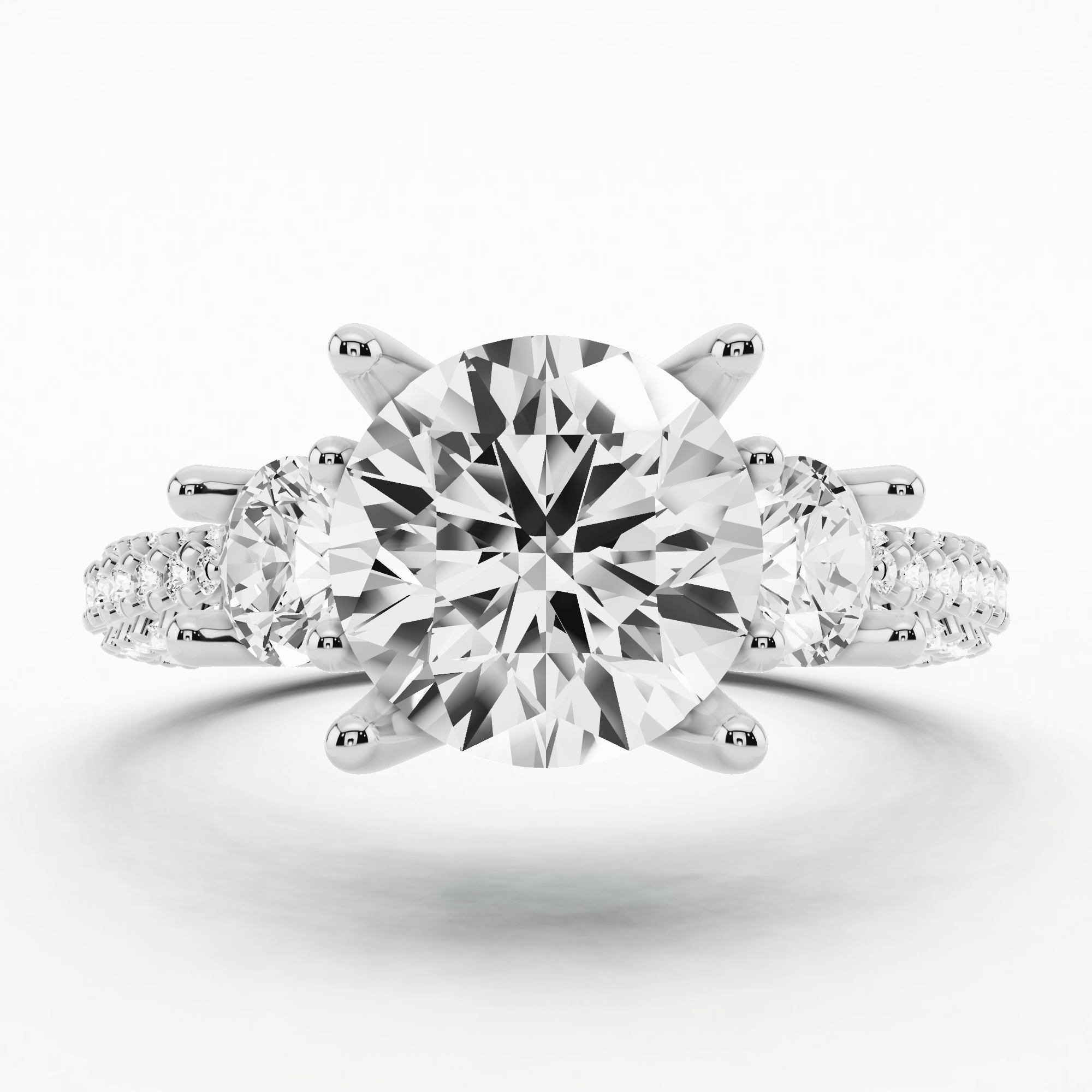 Victory Trio Solitaire Diamond Ring-Round