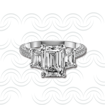 Dome Pave Triology Solitaire Ring