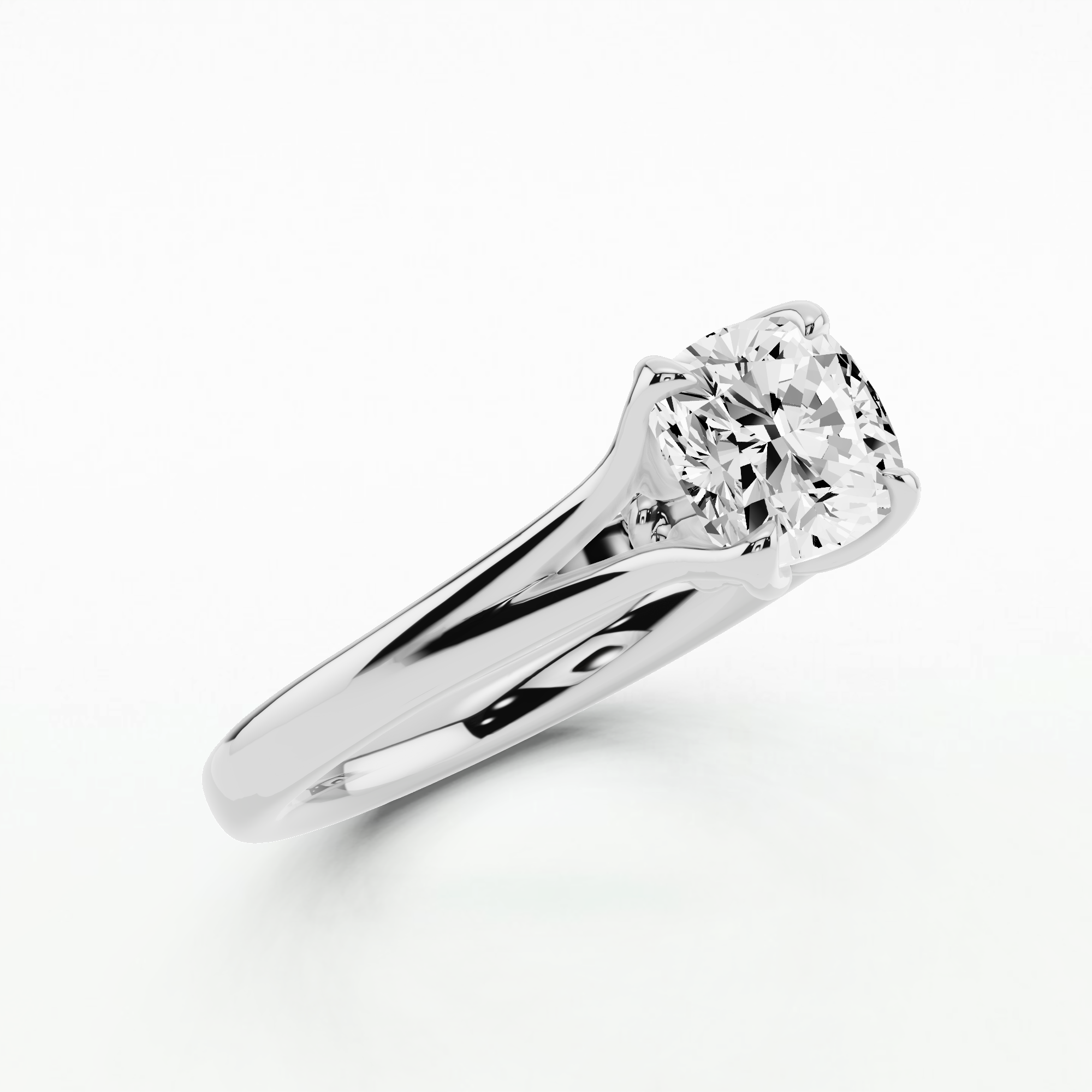 Split Shank Petal-Set Solitaire Diamond Ring-Cushion