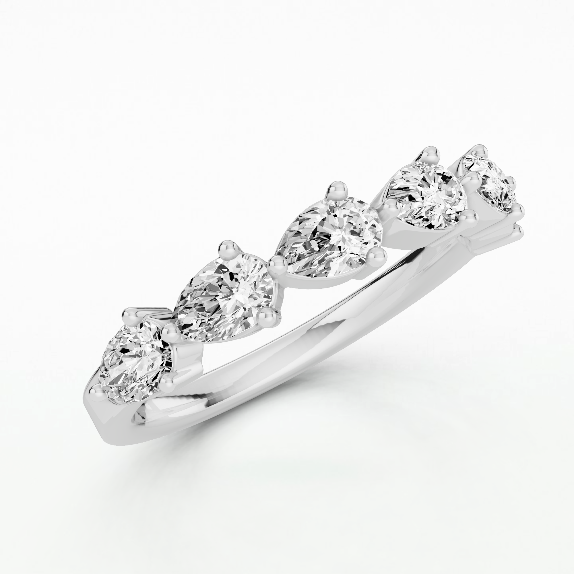 Horizontal Pear Diamond Half Eternity Band-Pear