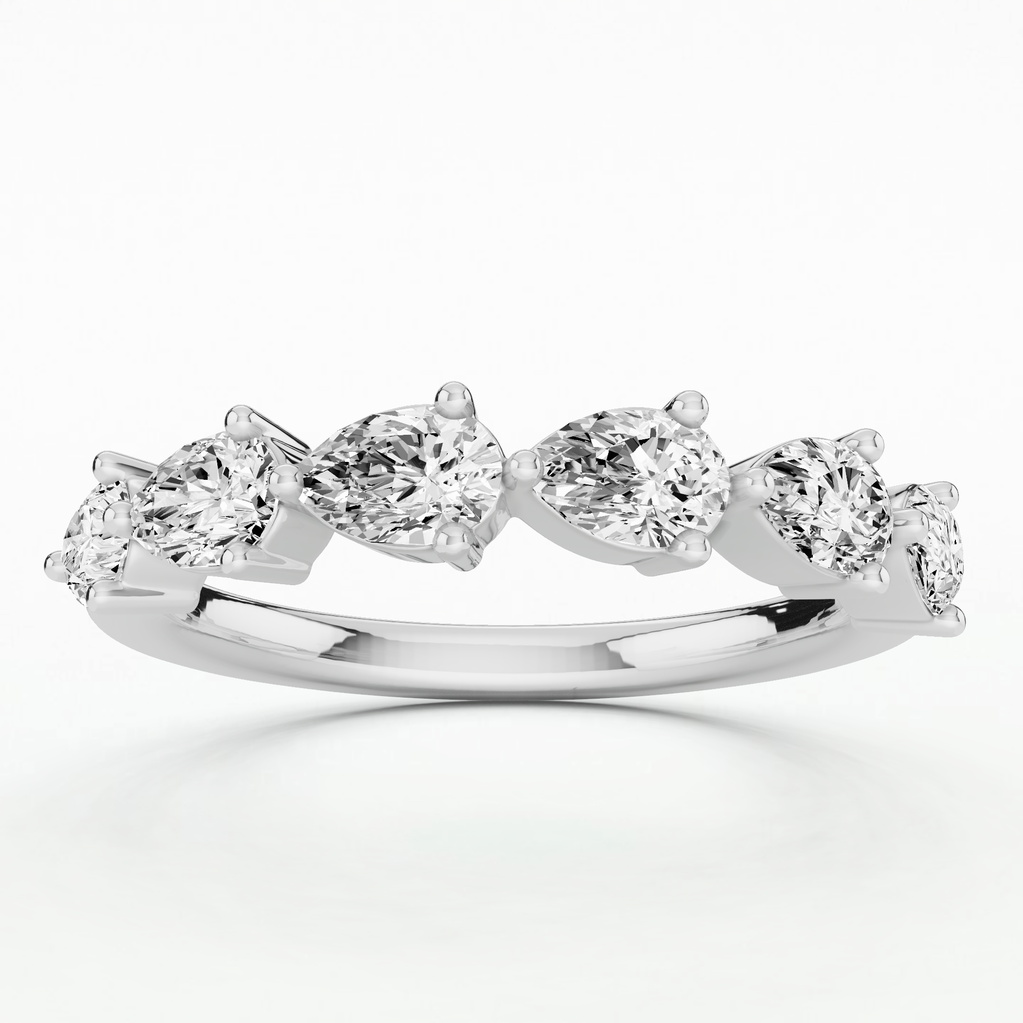 Horizontal Pear Diamond Half Eternity Band-Pear