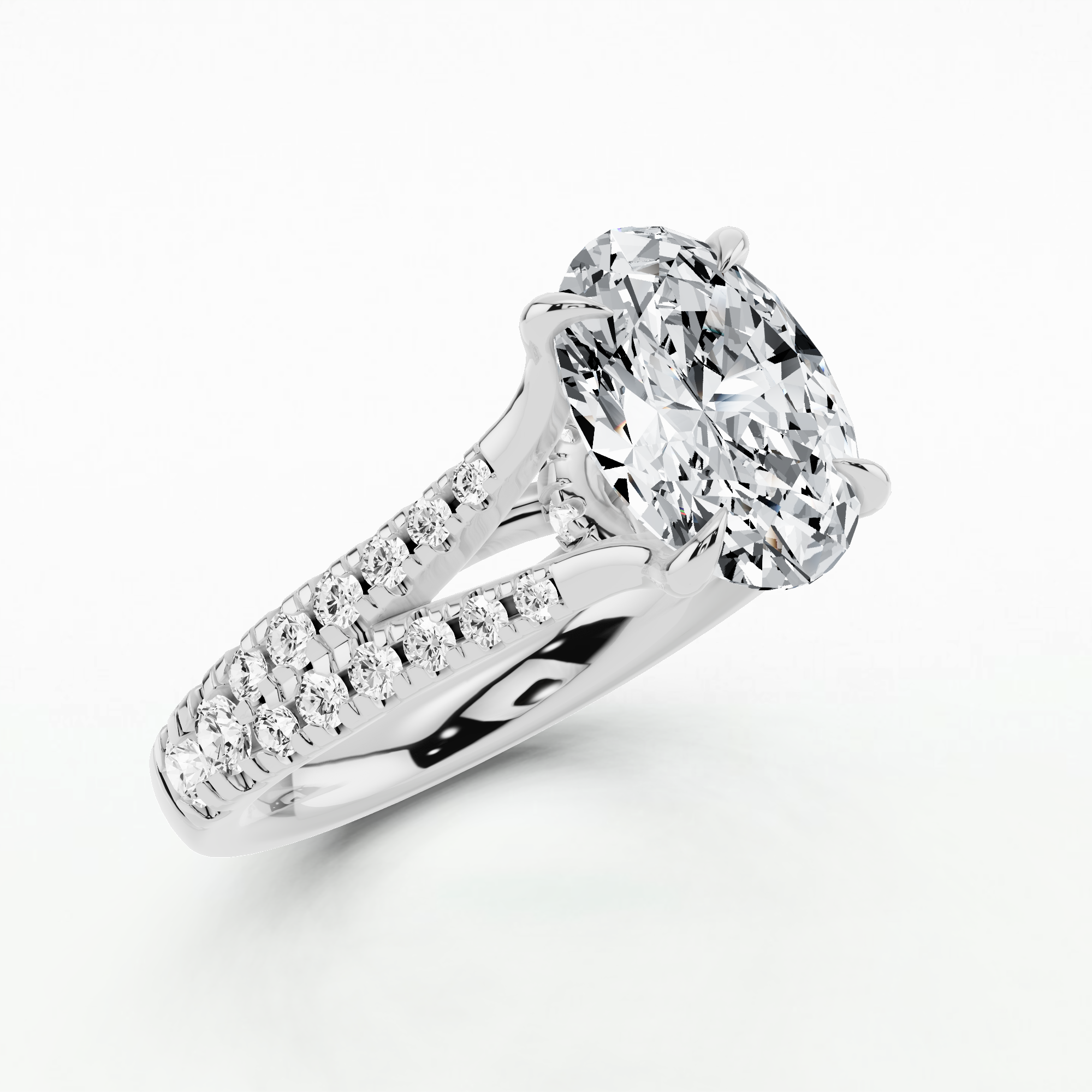 Wide Y-Shank Solitaire Ring-Oval