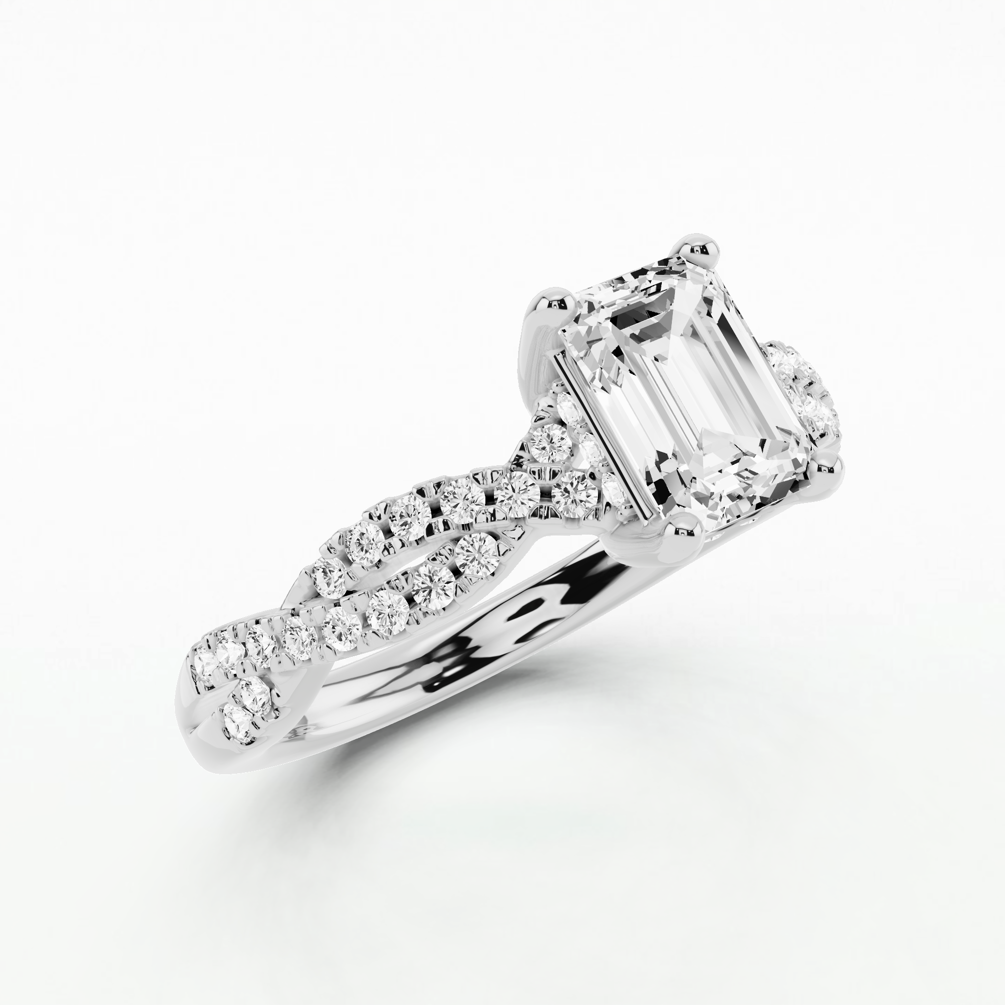 Forever Entwined Solitaire Ring-Emerald Cut