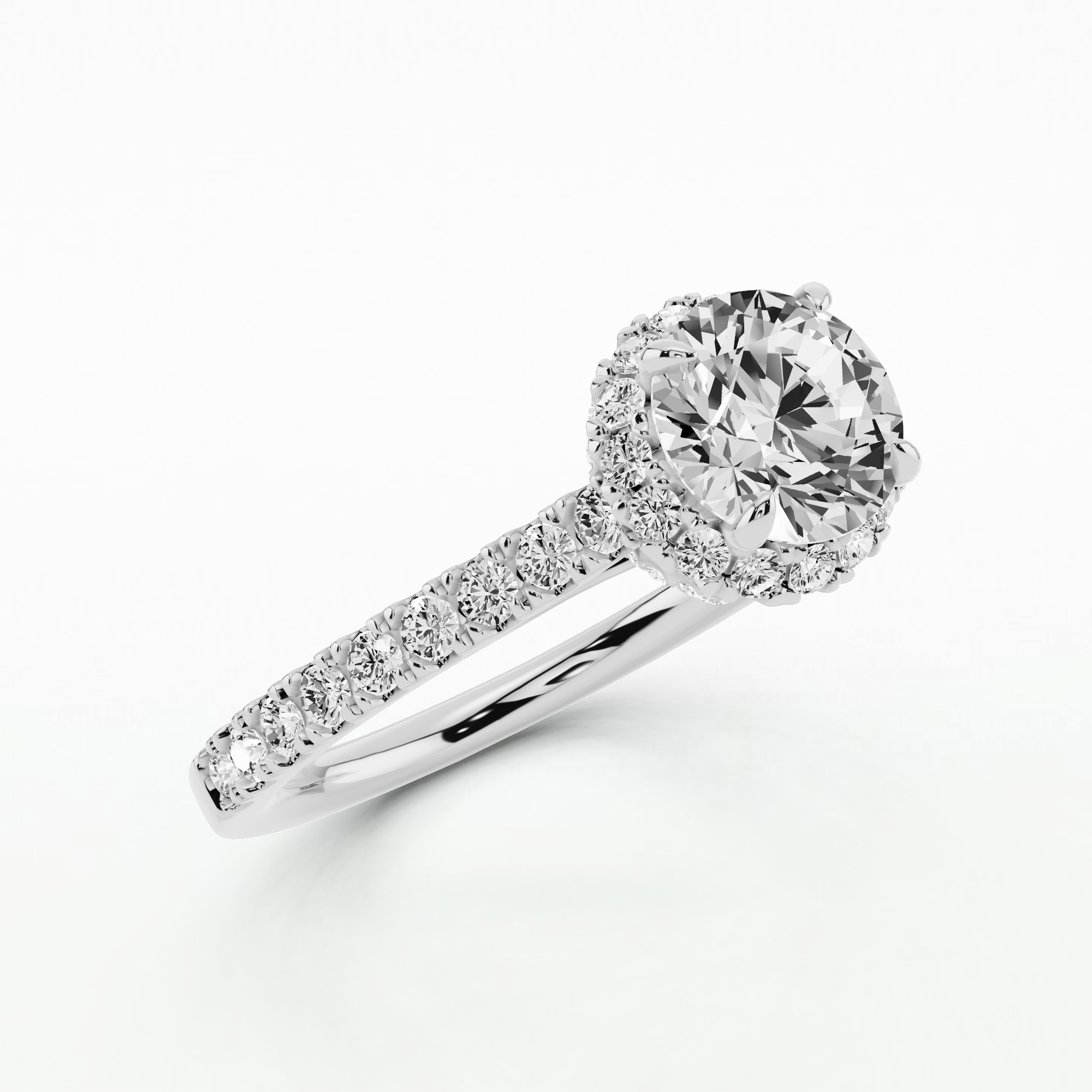 Shadow Halo Solitaire Ring-Round