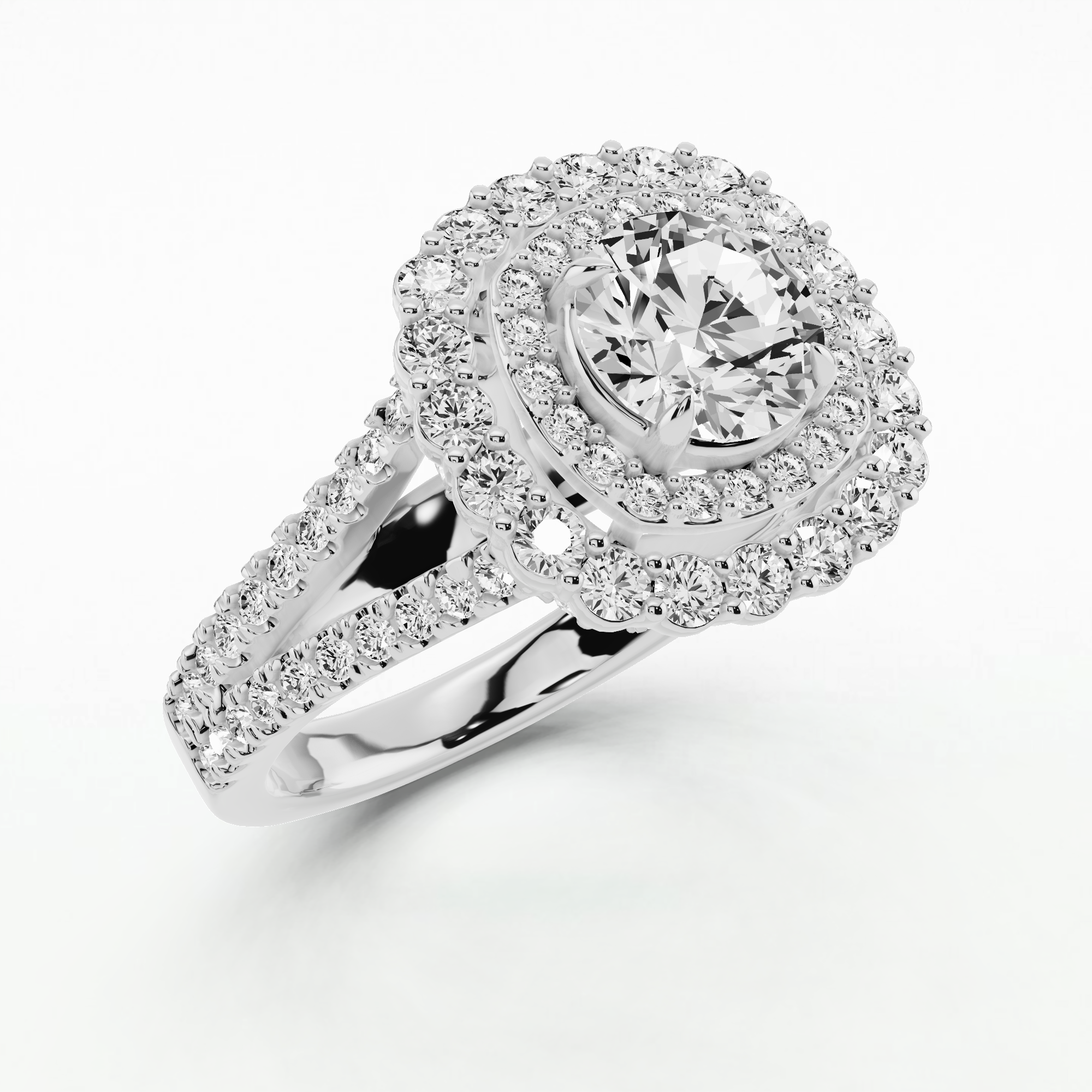 Cushion Halo Solitaire Ring-Round
