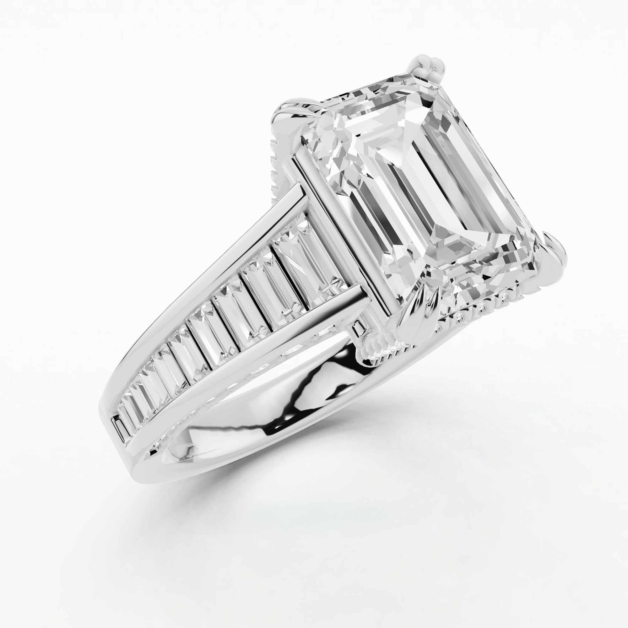 La Lune Solitaire Ring-Emerald Cut