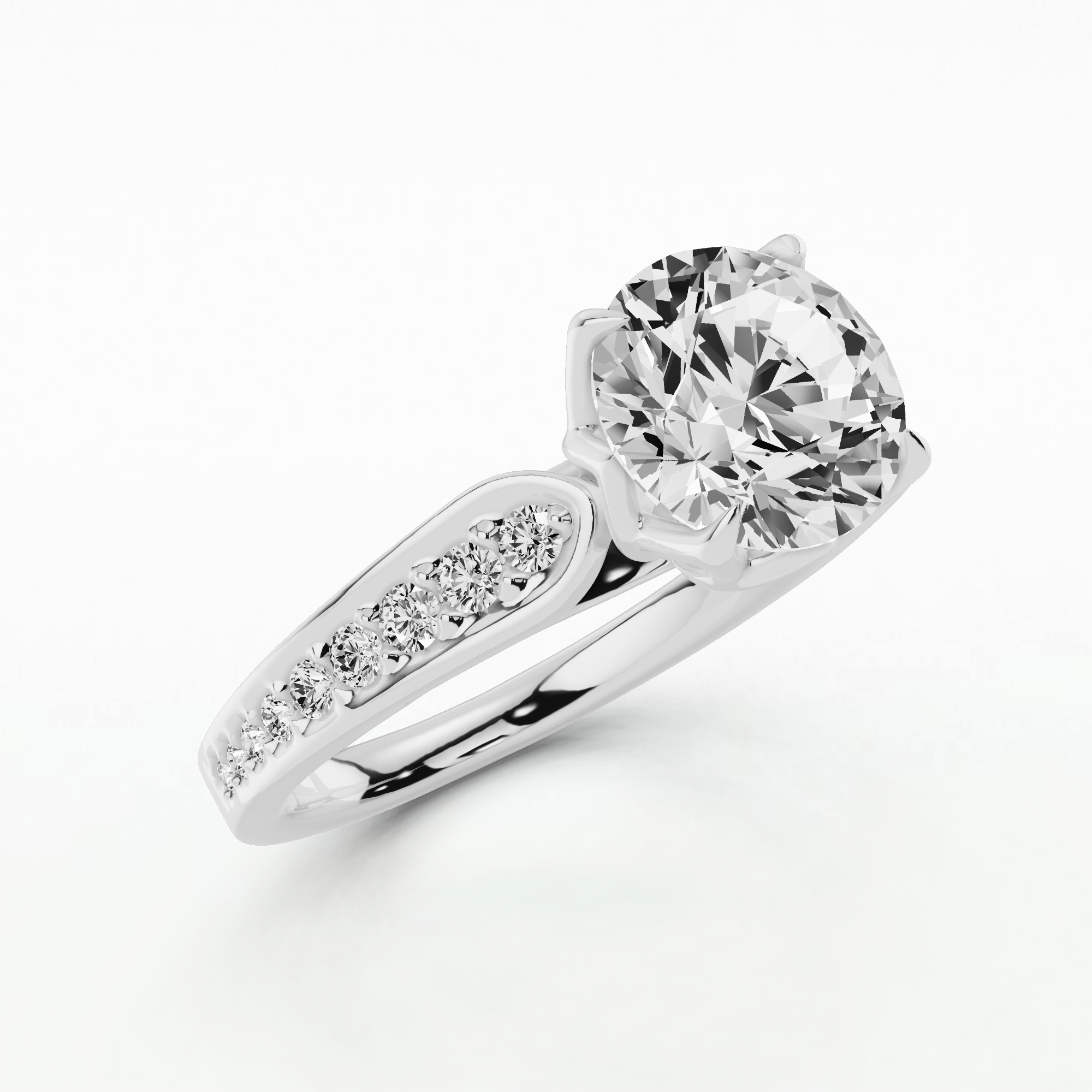 Structured Petal-Set Solitaire Ring-Round