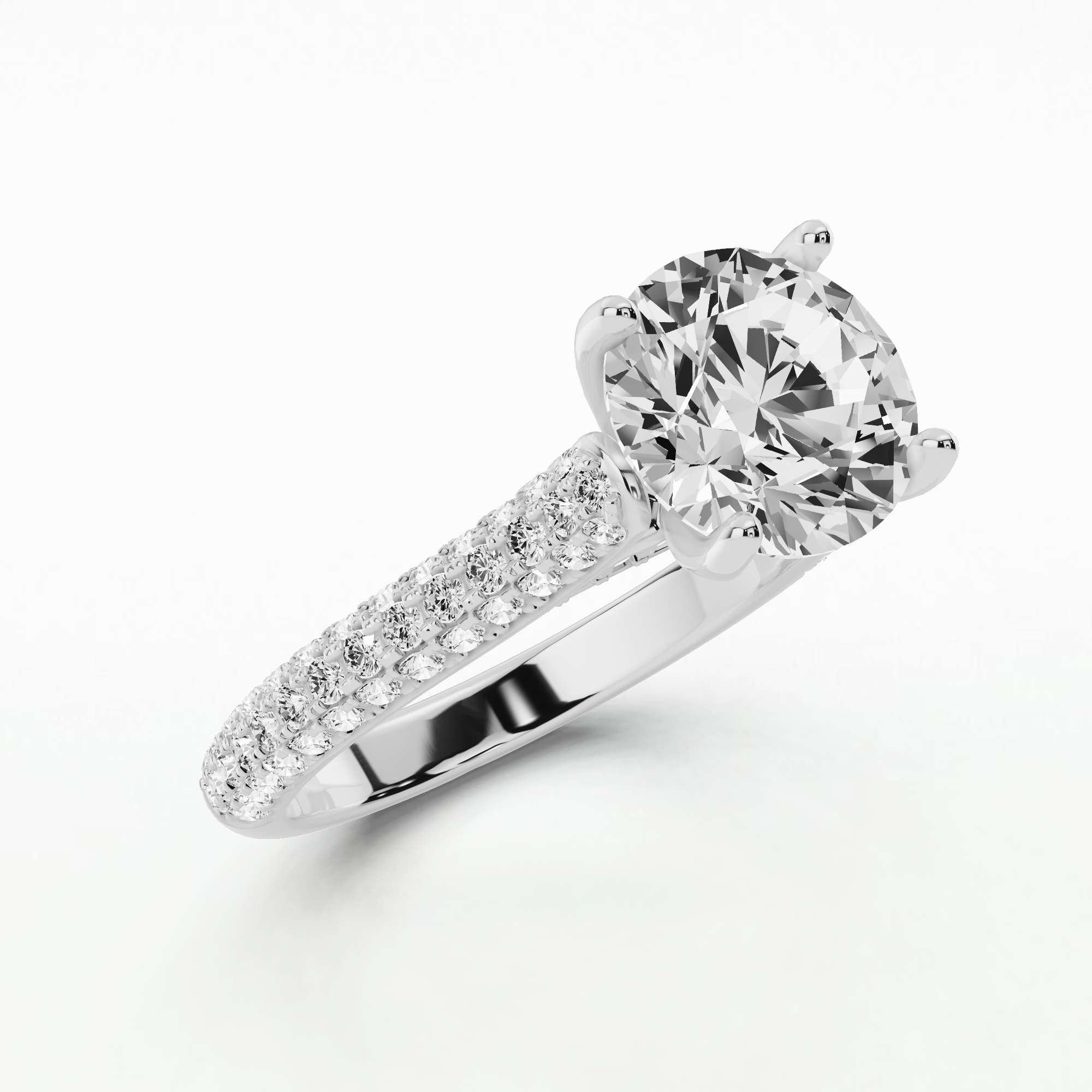 Dome Pave Solitaire Ring-Round