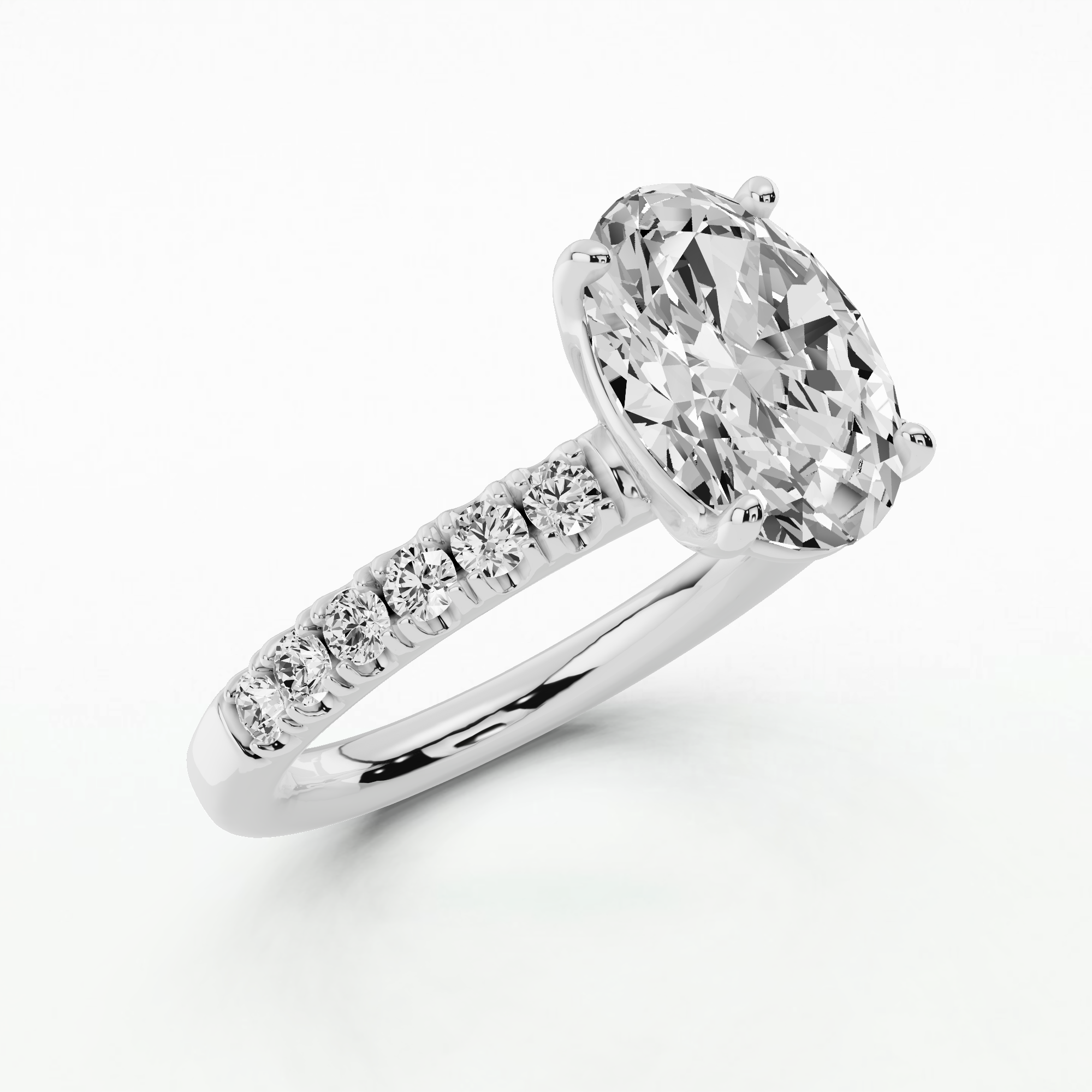 Classic French Pave Solitaire Ring-Oval