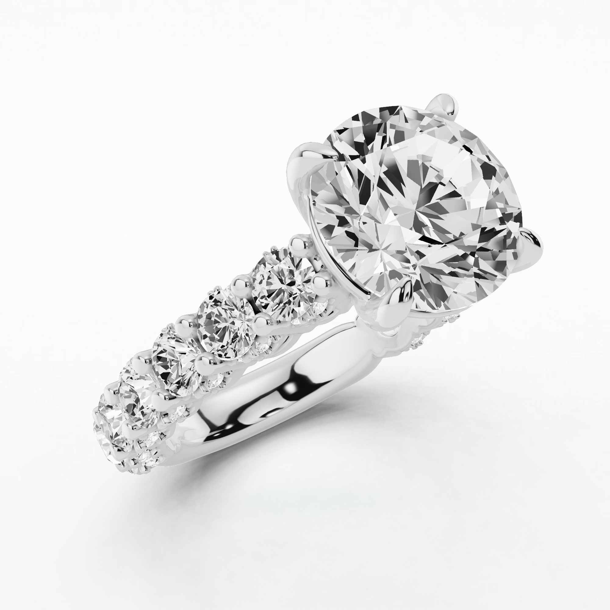 Pedestal Solitaire Engagement Ring-Round