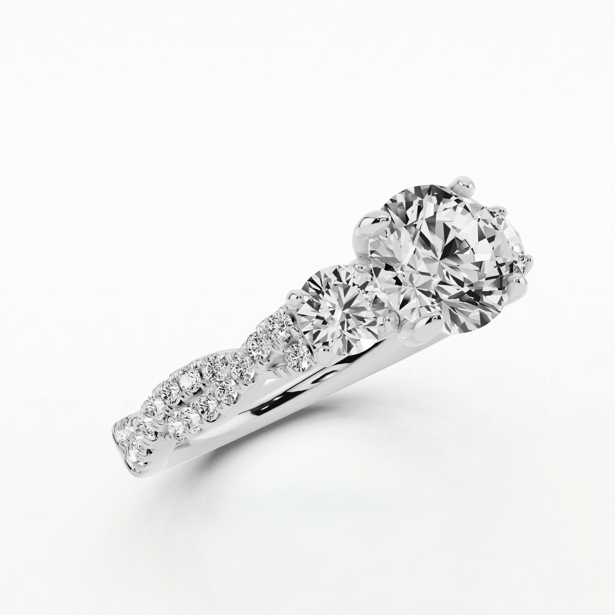 Forever Entwined Three Stone Solitaire Ring-Round