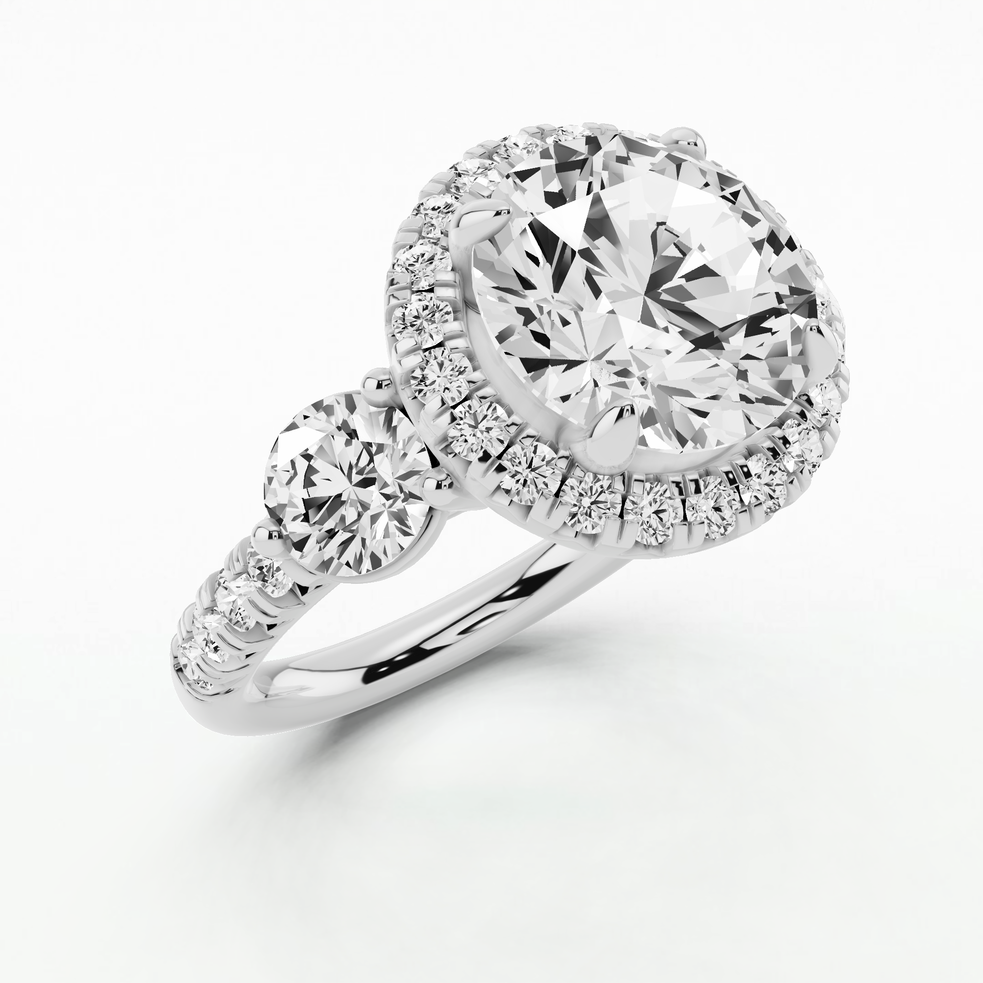 The Trinity Studded Solitaire Ring-Round